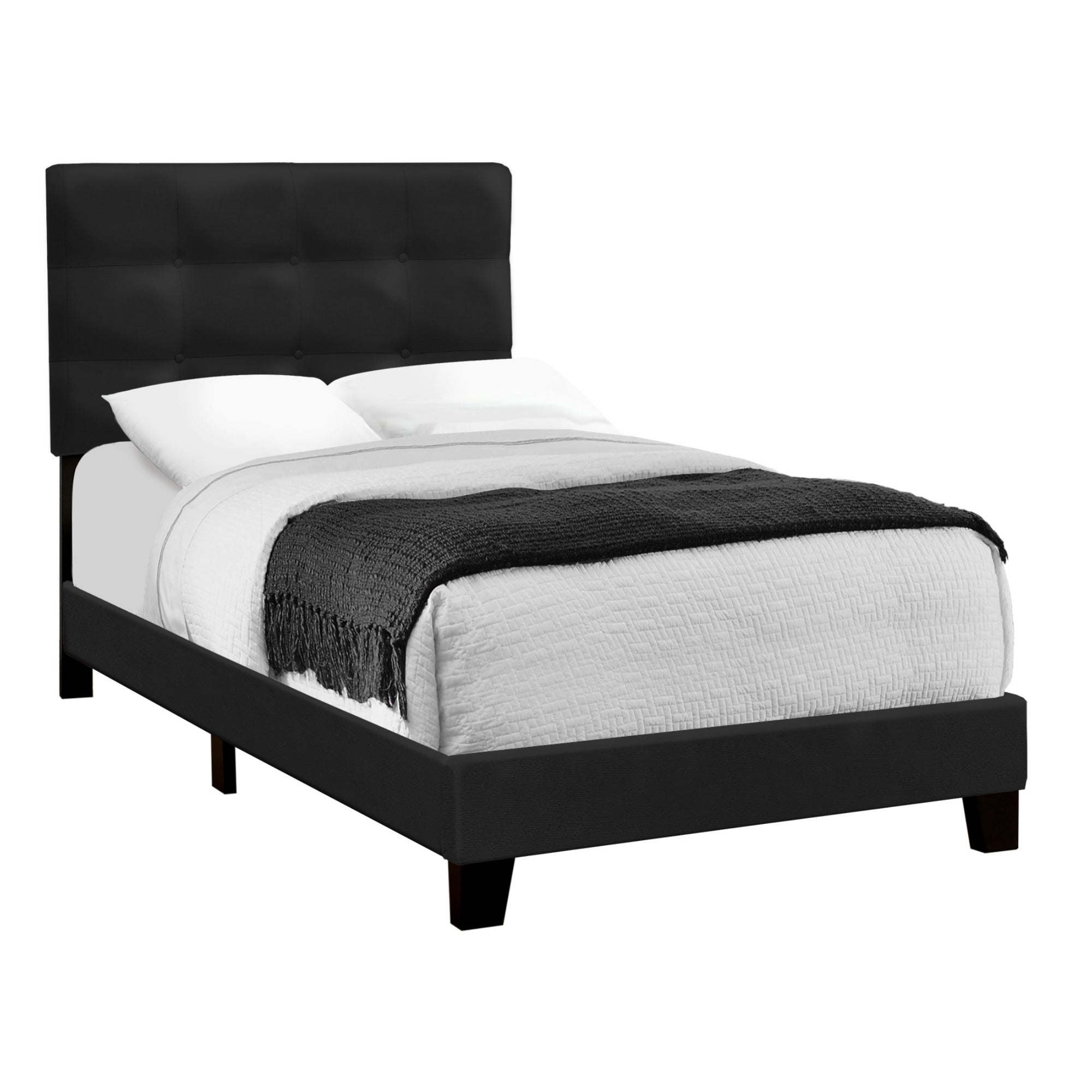 Blush Velvet Twin Platform Bed in Black