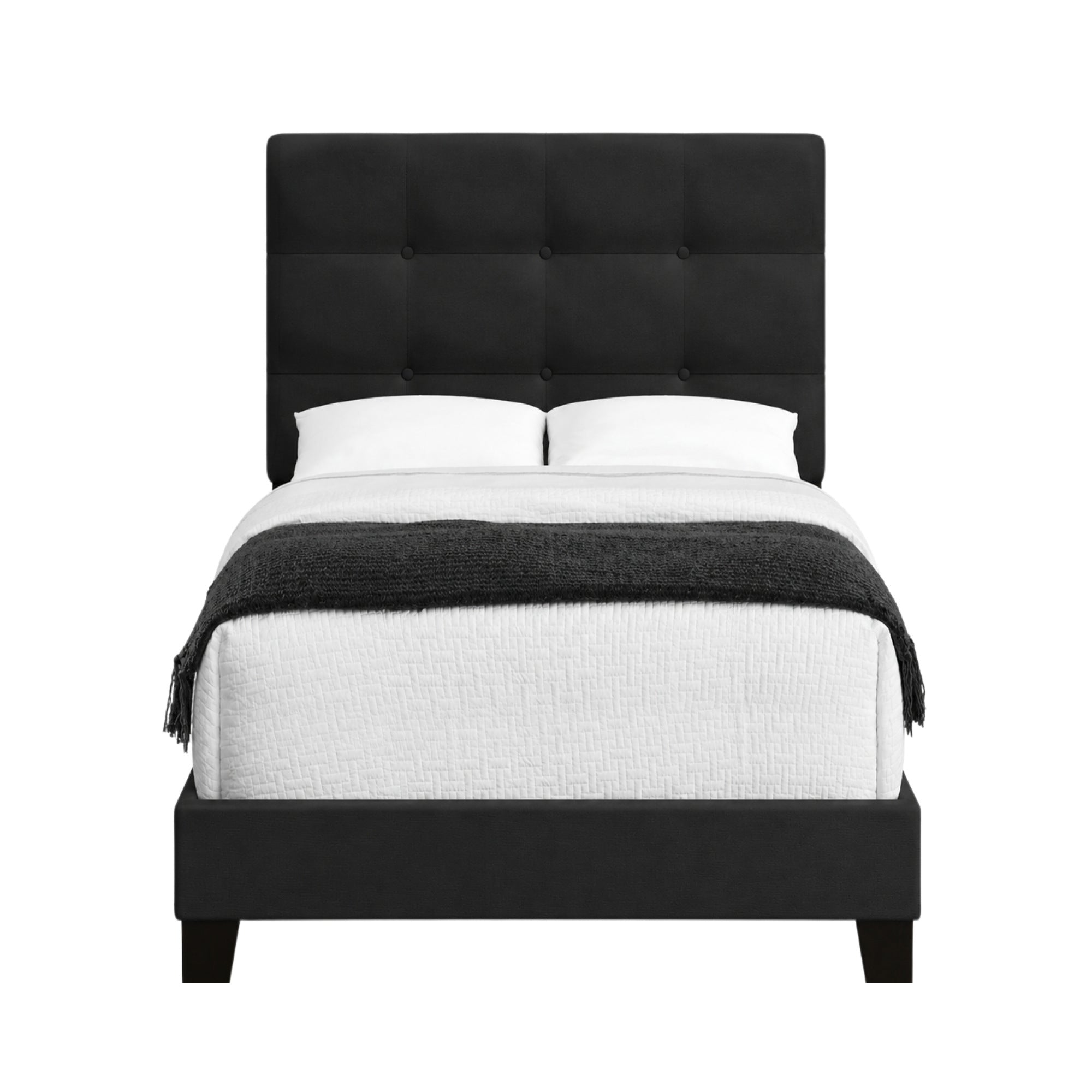 Blush Velvet Twin Platform Bed in Black