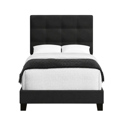 Blush Velvet Twin Platform Bed in Black