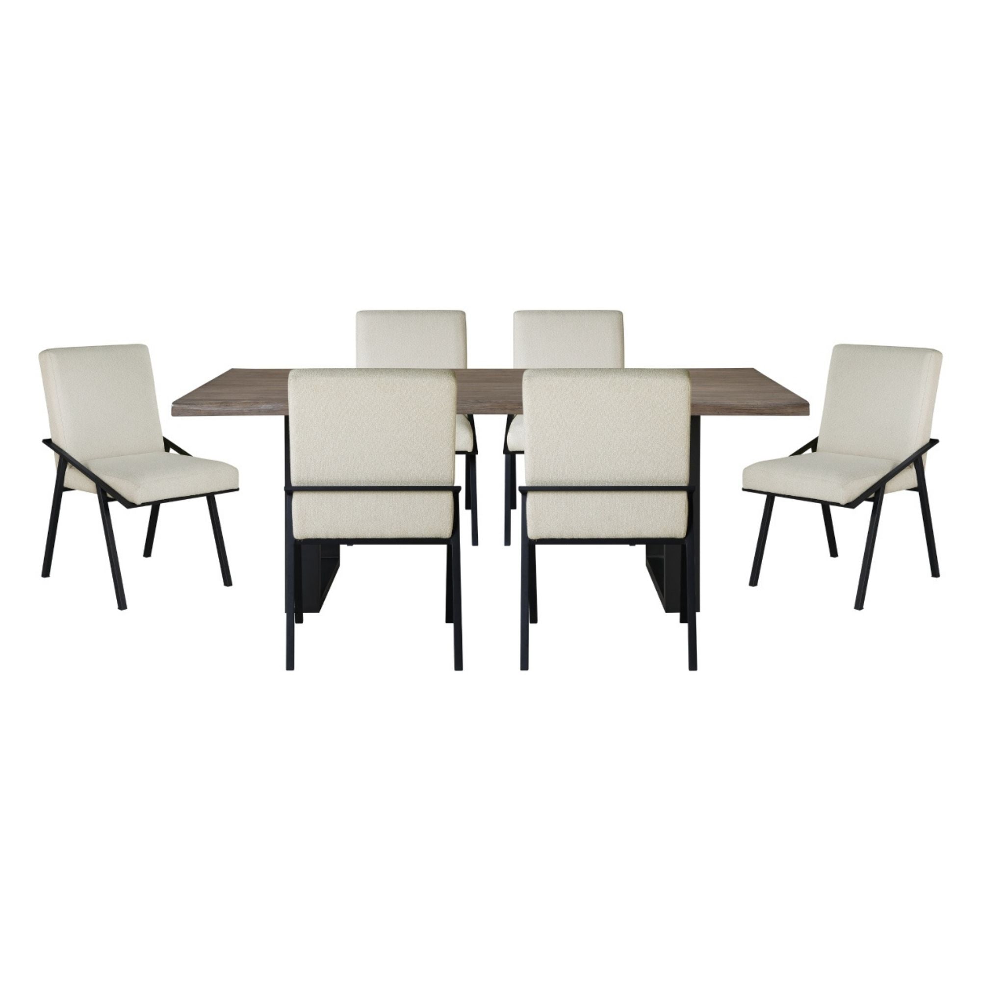 MAZ Rochelle Collection dining room set with a table and four chairs, modern design perfect for contemporary dining spaces.
