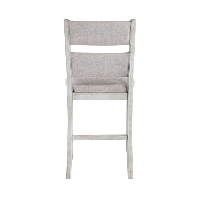MAZ Mason Collection 6-piece light grey counter height dining set with chairs, shown from the back on a neutral background.
