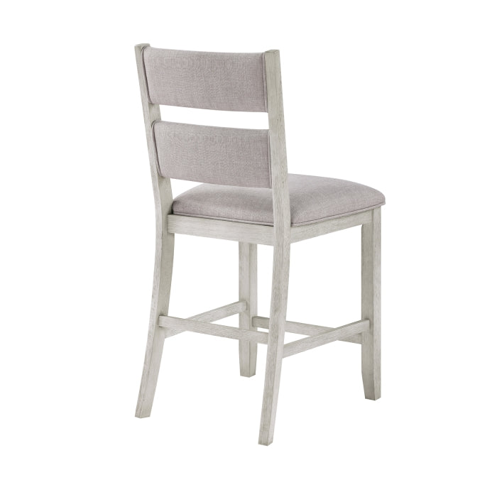 MAZ Mason Collection 6-piece counter height dining set in light grey, featuring chairs with back angles and modern design