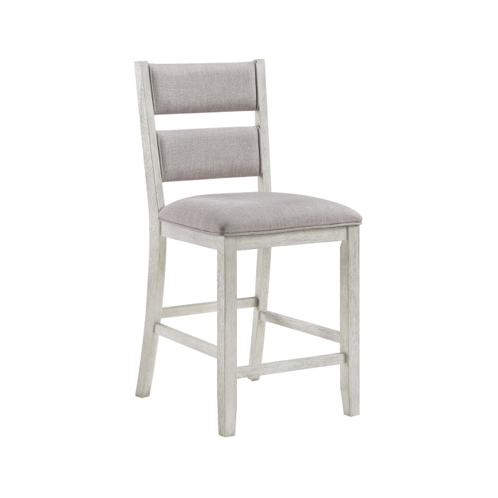 MAZ Mason Collection 6-piece light grey counter height dining set with chairs, shown from front angle with no background.