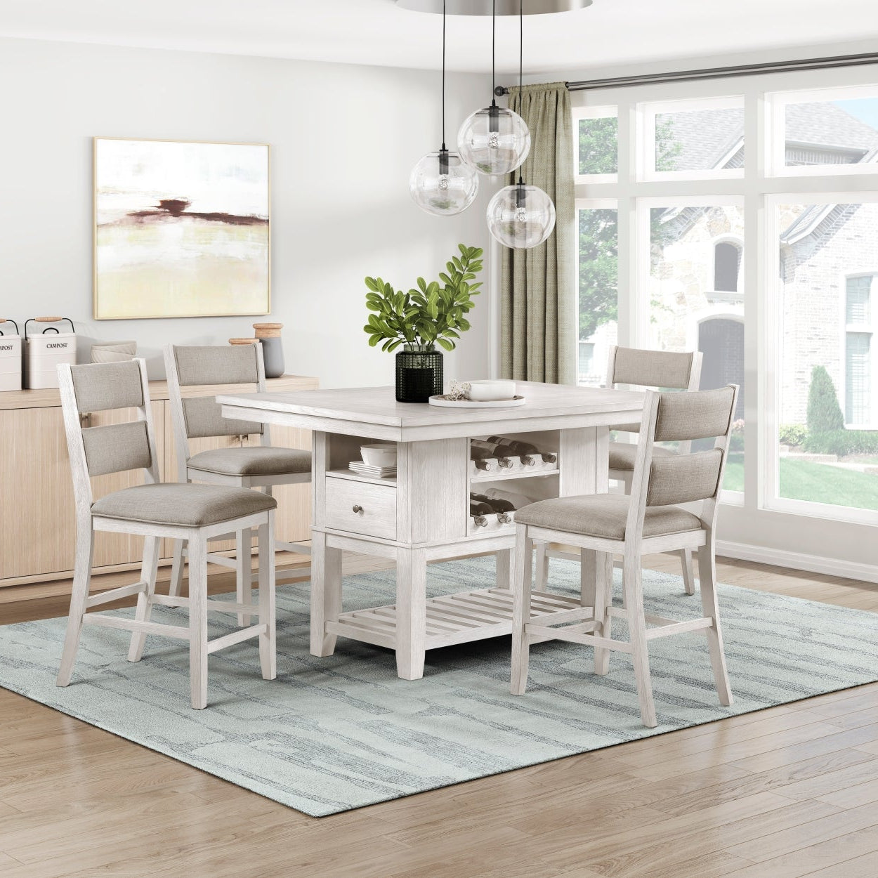 Mason Collection 5 Piece Counter Height Dining Set in Light Grey | CastleUp Experience Centre Online Furniture