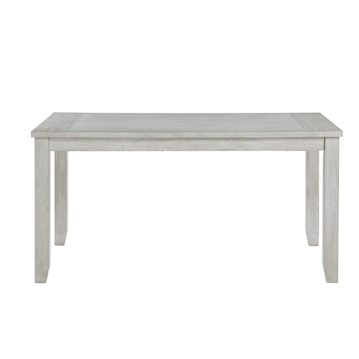 MAZ Mason Collection 7-piece light grey dining room set with a table and matching chairs, shown from the front without background.