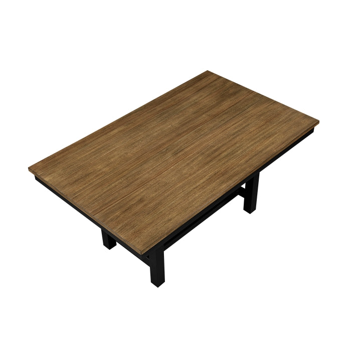 MAZ Tyler rectangular dining table with shelf base, showcasing a sleek wood finish and modern design for dining room setup.