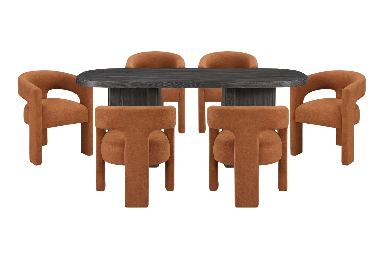 Marais Collection Dining Table Set in Orange | CastleUp Experience Centre Online Furniture