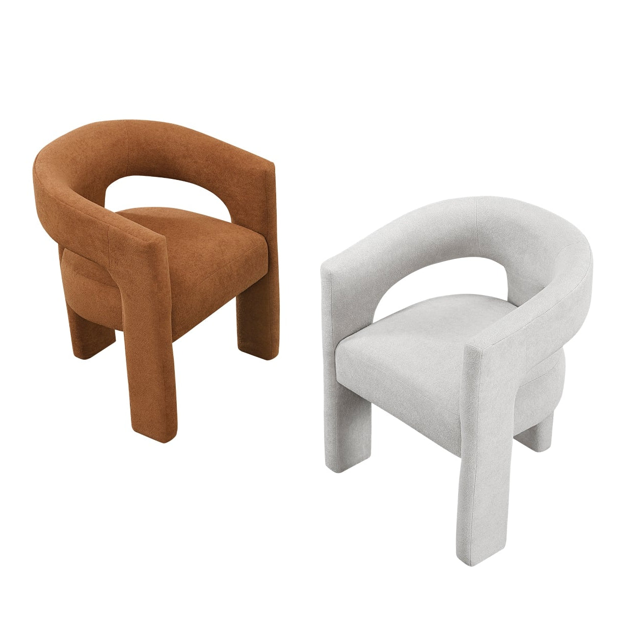 MAZ Marais dining side chair with soft orange boucle upholstery and sleek modern design, suitable for contemporary dining rooms.