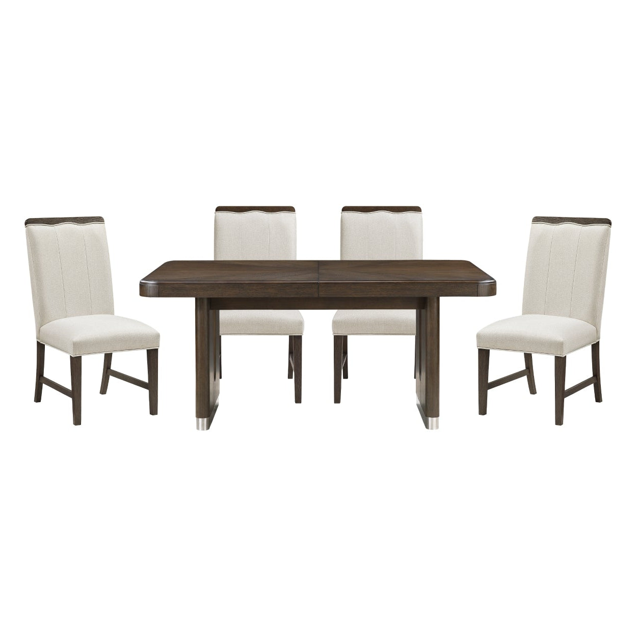 MAZ Clara Collection dining room set with a table and matching chairs, elegant wood finish perfect for modern dining spaces