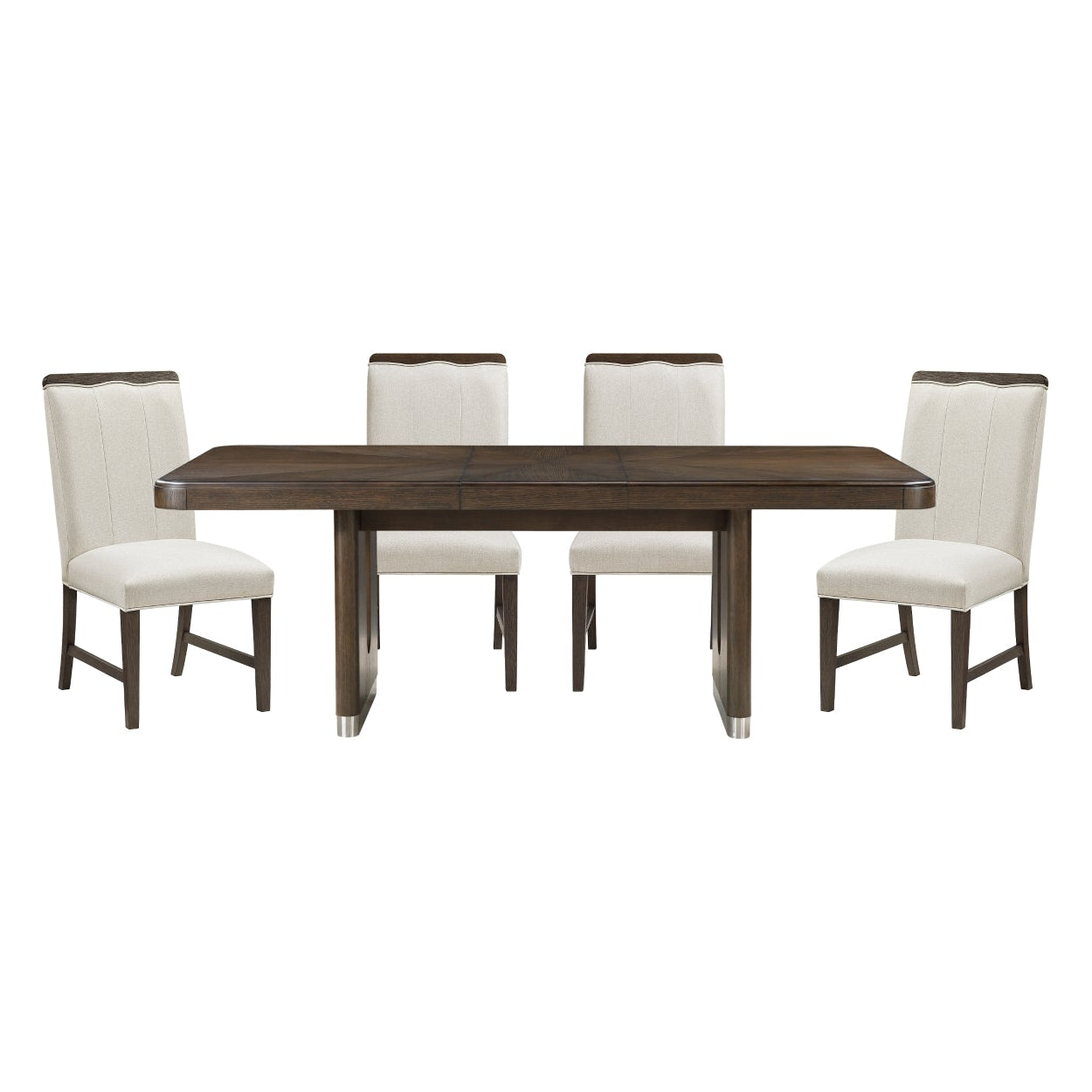 Extendable MAZ Clara Collection dining table with sleek wooden finish, shown in a modern dining room setting.