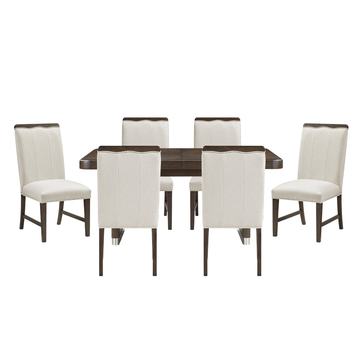 MAZ Clara Collection dining room set featuring a wooden table and matching chairs, modern design perfect for contemporary dining spaces.