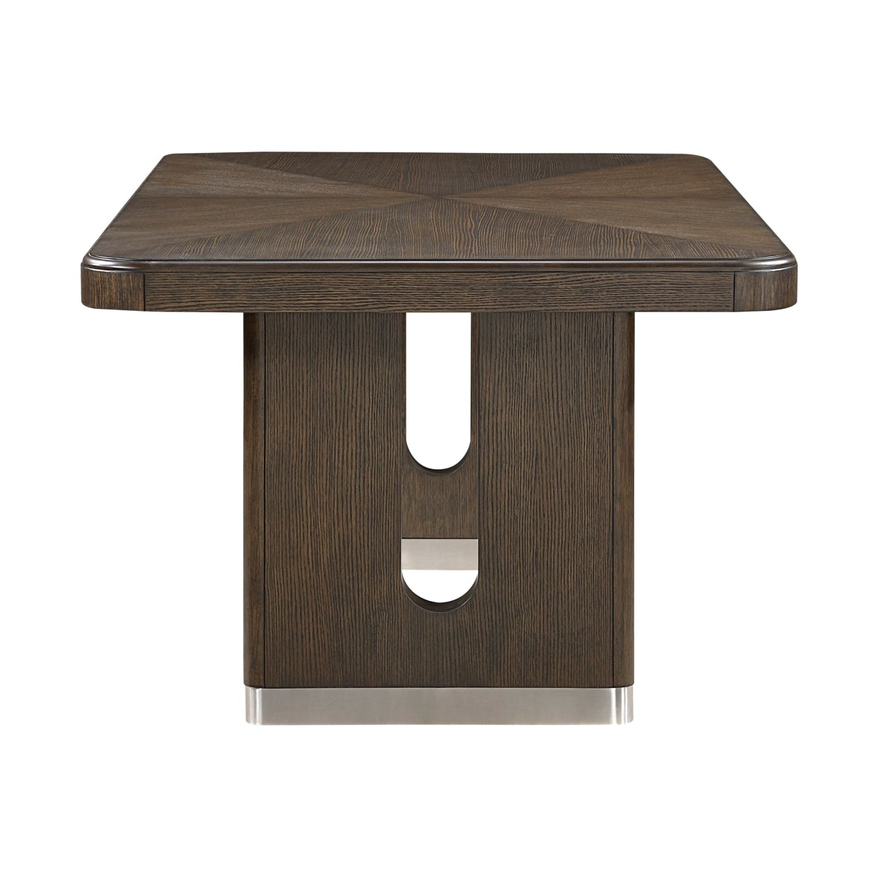 MAZ Clara Collection extendable dining table with wooden surface and modern design, shown from a side view against a plain background.