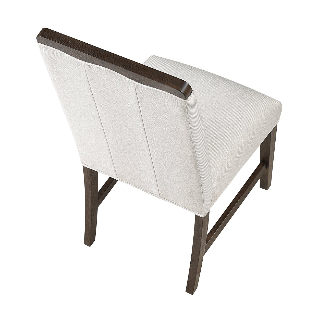 Pair of MAZ Clara beige side dining chairs with wooden legs, shown from the back in a set of two.