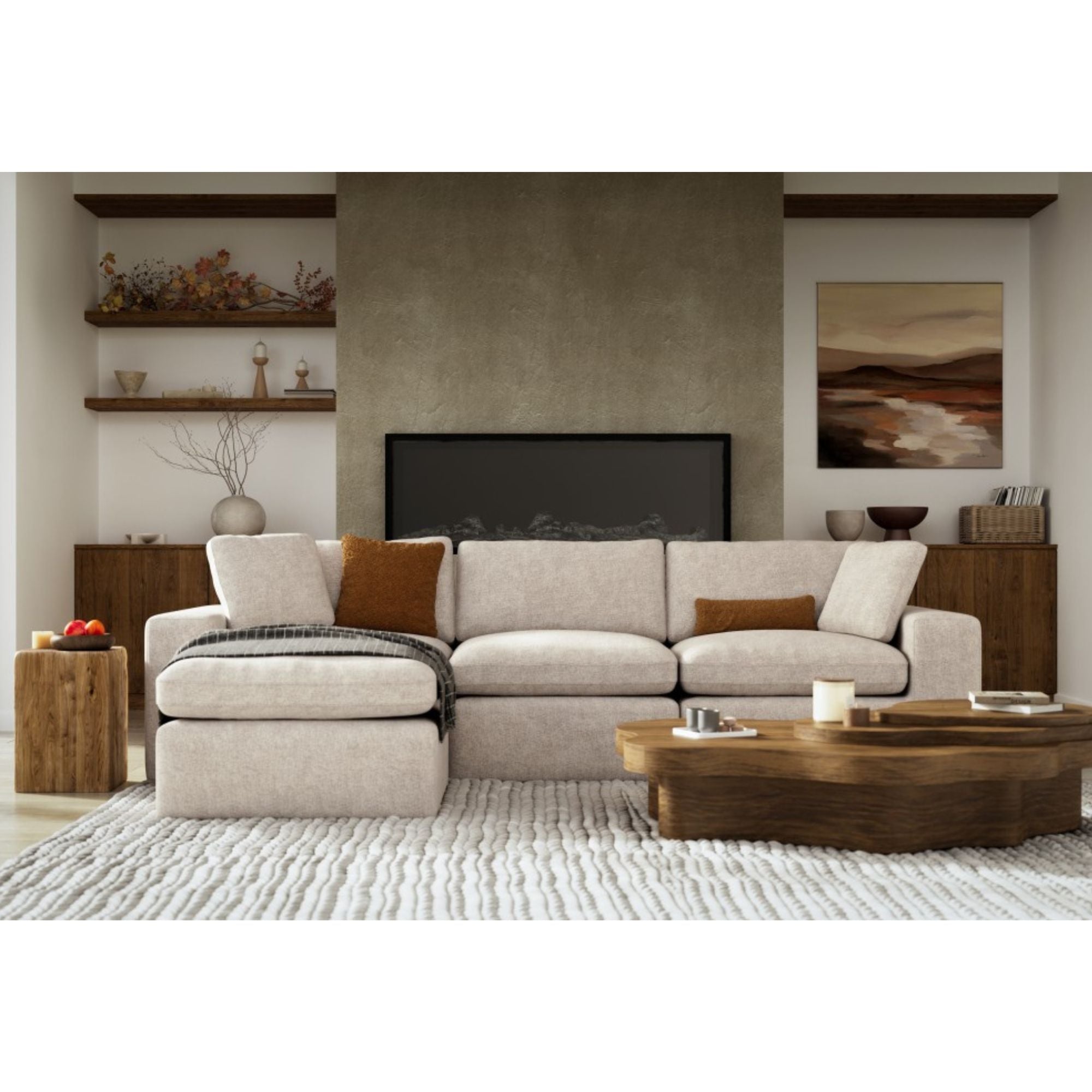 Compression Sectional in Beige 613111