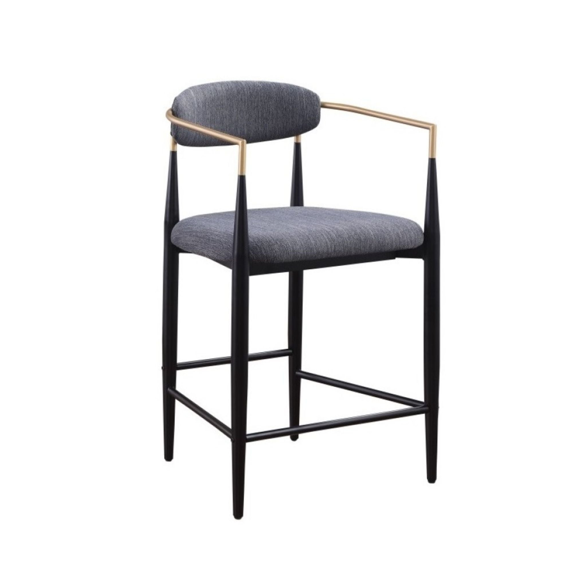 Set of two Brassex Mykos grey arm counter bar stools with modern design and sturdy metal frames, ideal for kitchen or bar seating.