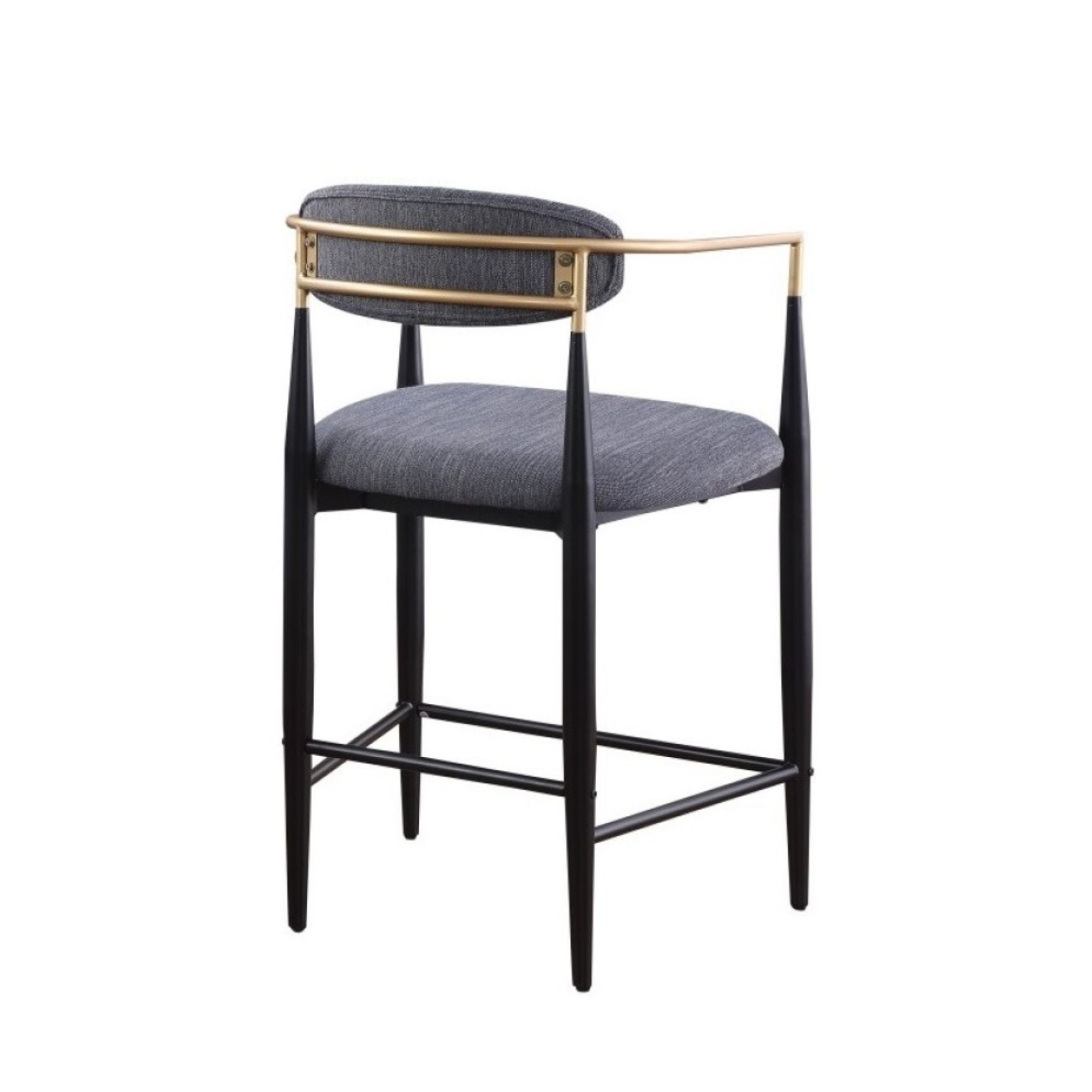 Set of two Brassex Mykos grey arm counter bar stools with modern design, featuring cushioned seats and sturdy metal frames.