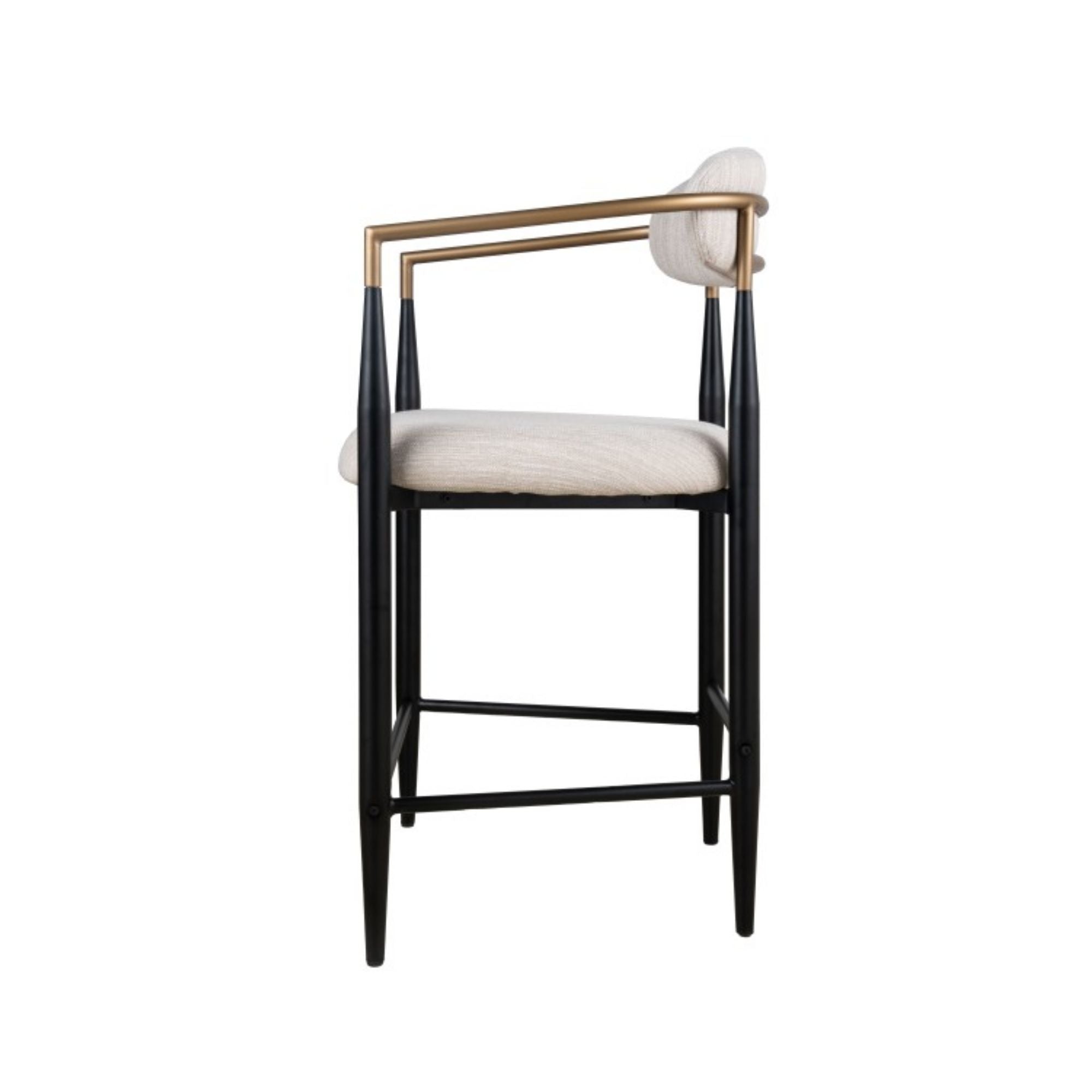 Set of two Brassex Mykos white counter and bar stools with sleek modern design and metal legs.