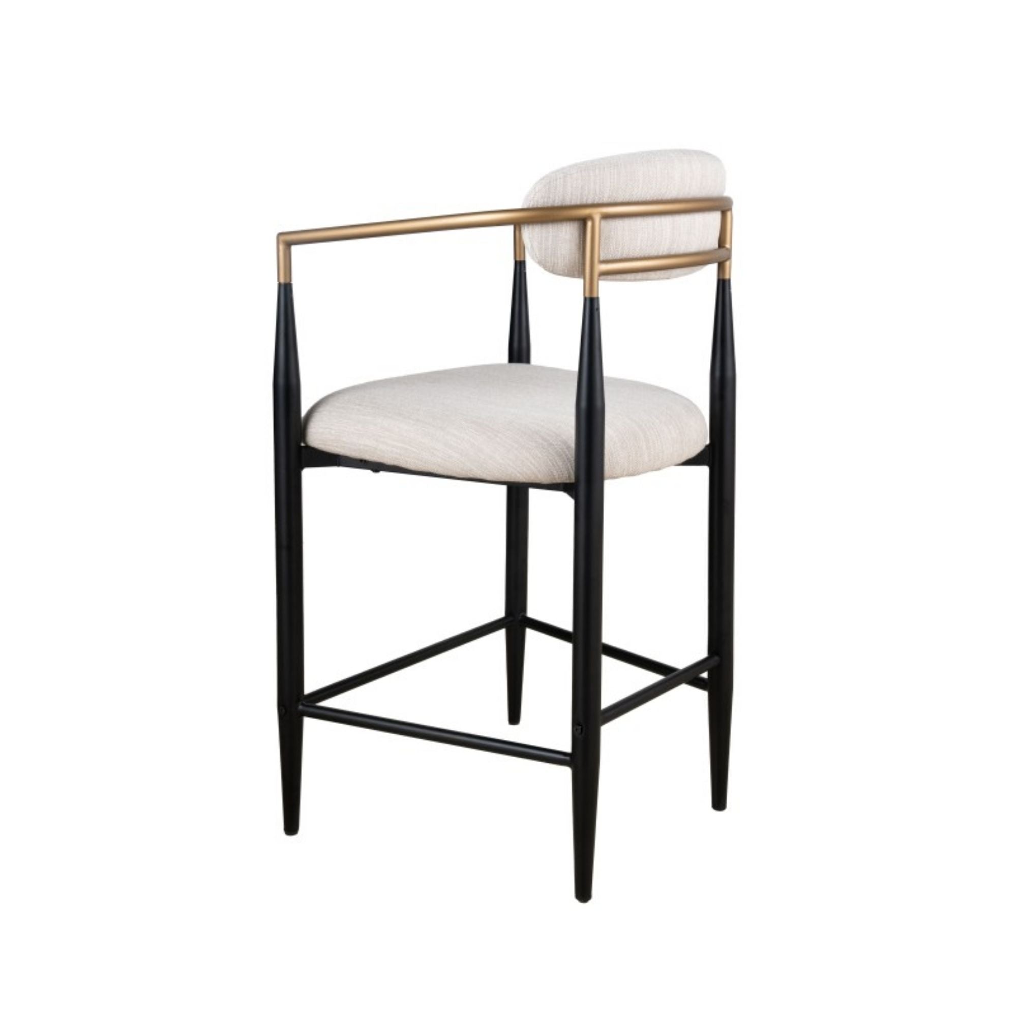 Pair of Brassex Mykos arm counter bar stools in white with sleek modern design, set of two with cushioned seats.