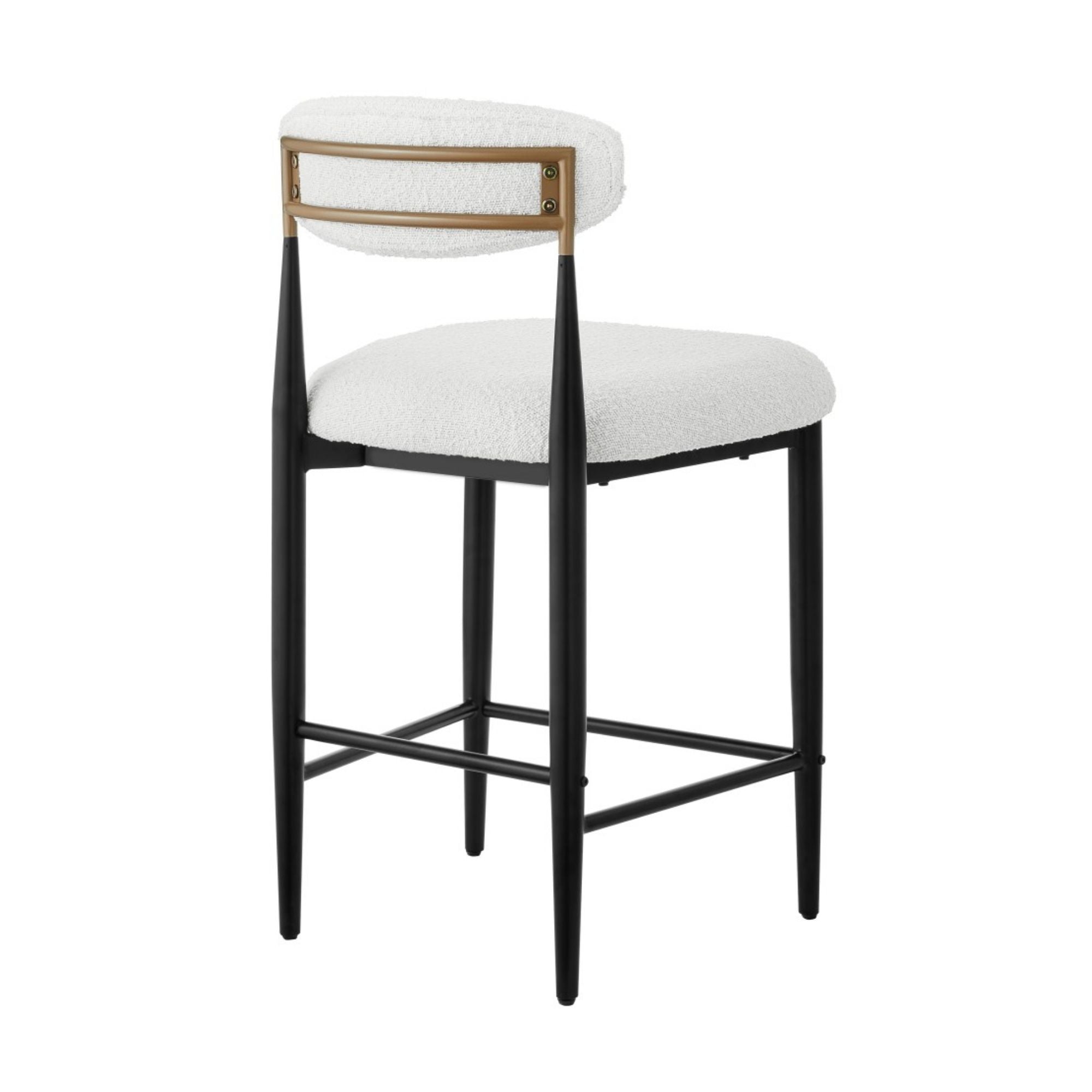Pair of Brassex Kodi white counter bar stools with cushioned seats and sleek modern design, set of 2.