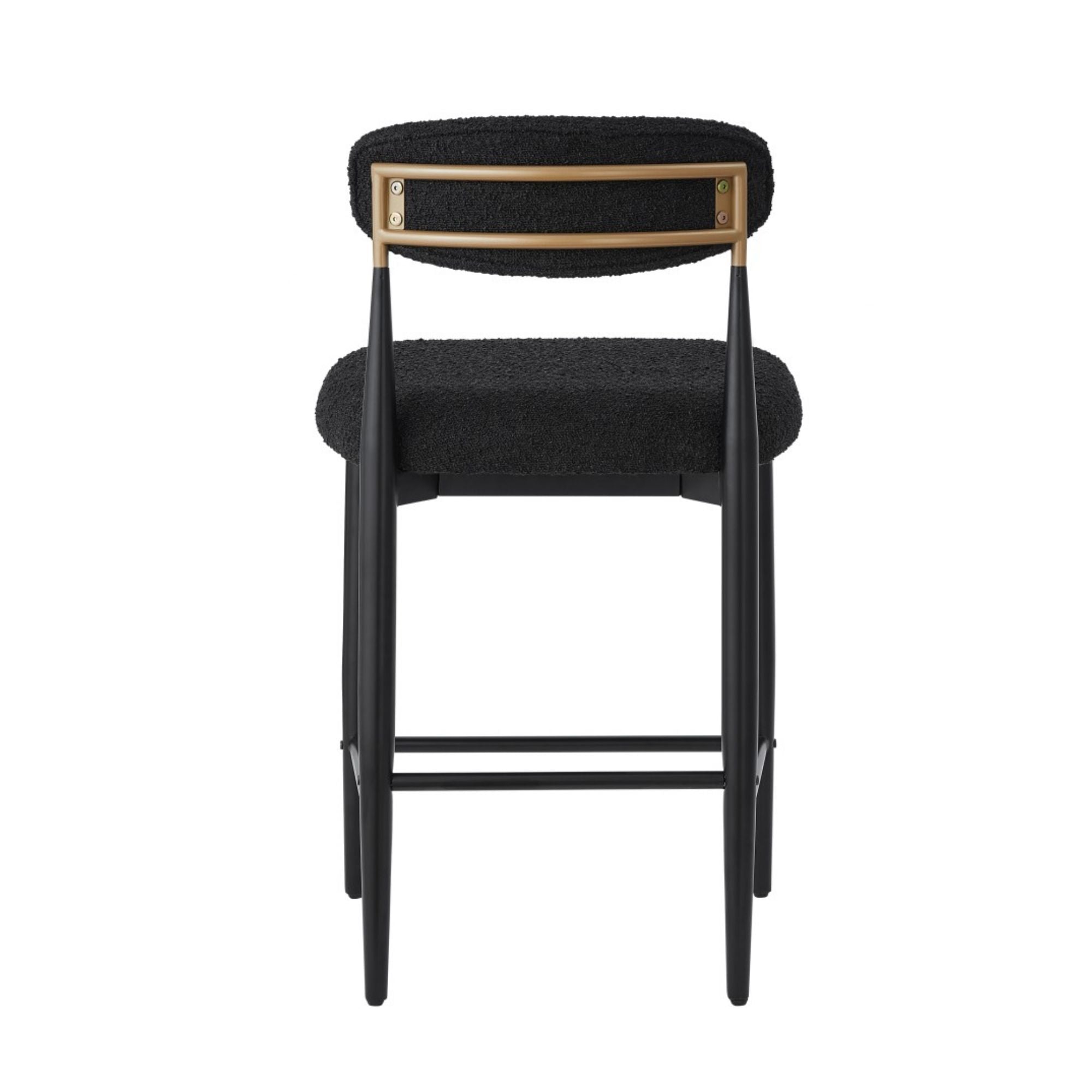 Pair of Brassex Kodi black counter bar stools with sleek design and sturdy metal frames.