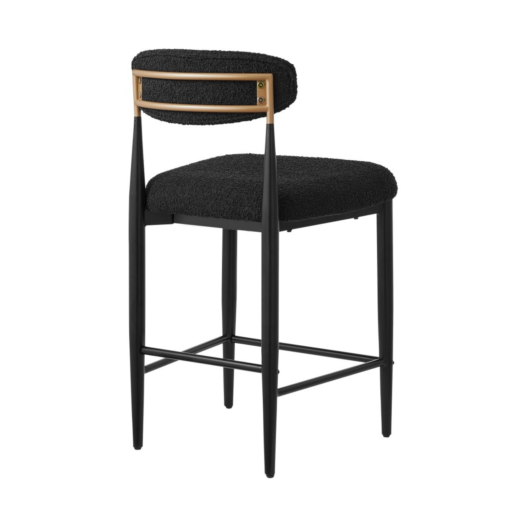 Pair of Brassex Kodi black counter bar stools with sleek modern design and sturdy metal legs.