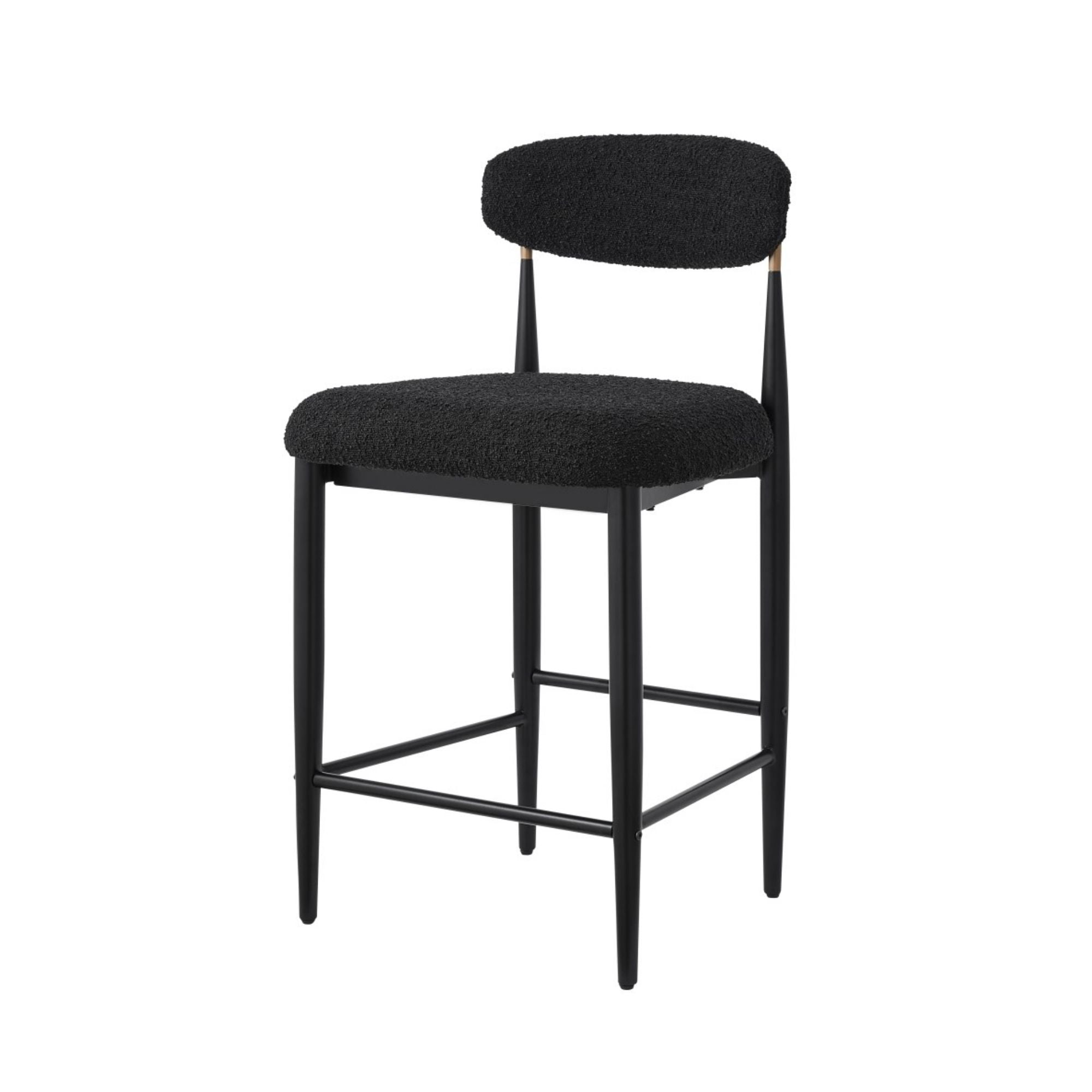 Pair of Brassex Kodi black counter bar stools with sleek, modern design and sturdy metal frames.