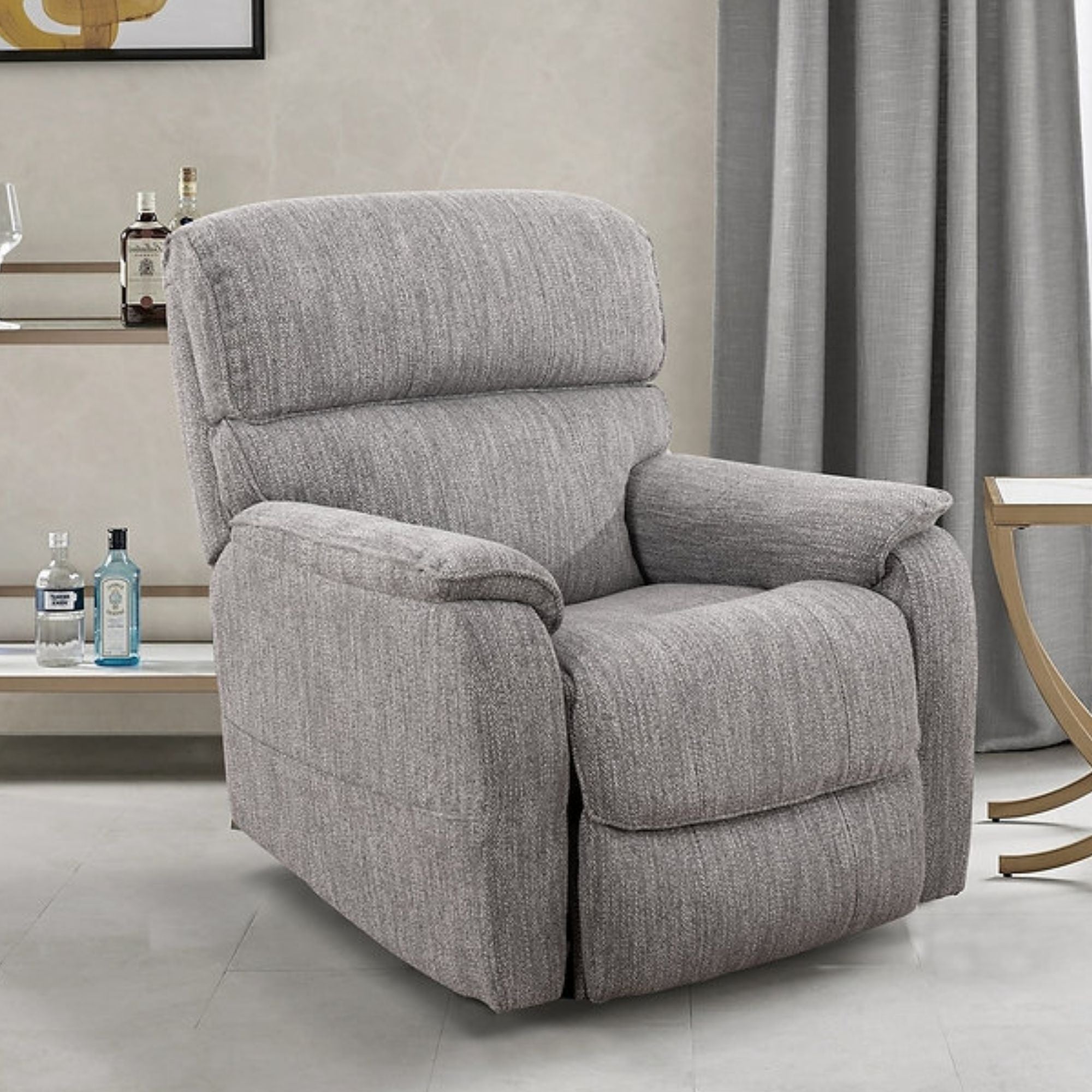 Grey IFF Belmont lift chair with plush cushioned seat and armrests, designed for comfortable support and easy standing assistance.