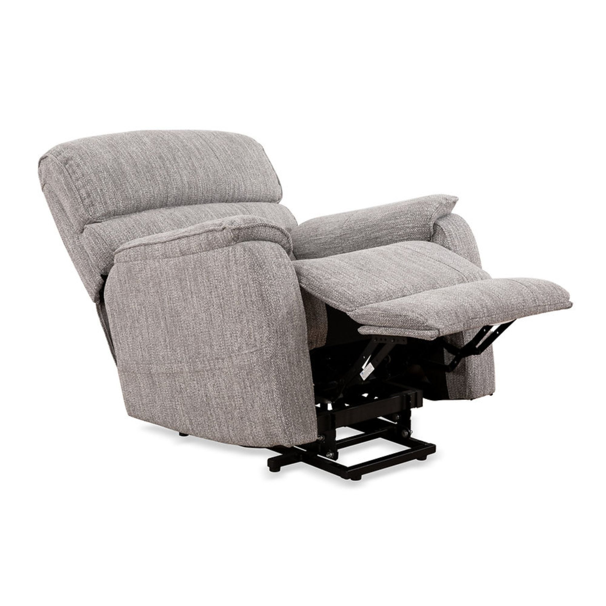 Grey IFF Belmont lift chair with plush upholstery and reclining feature, designed for comfort and easy mobility.