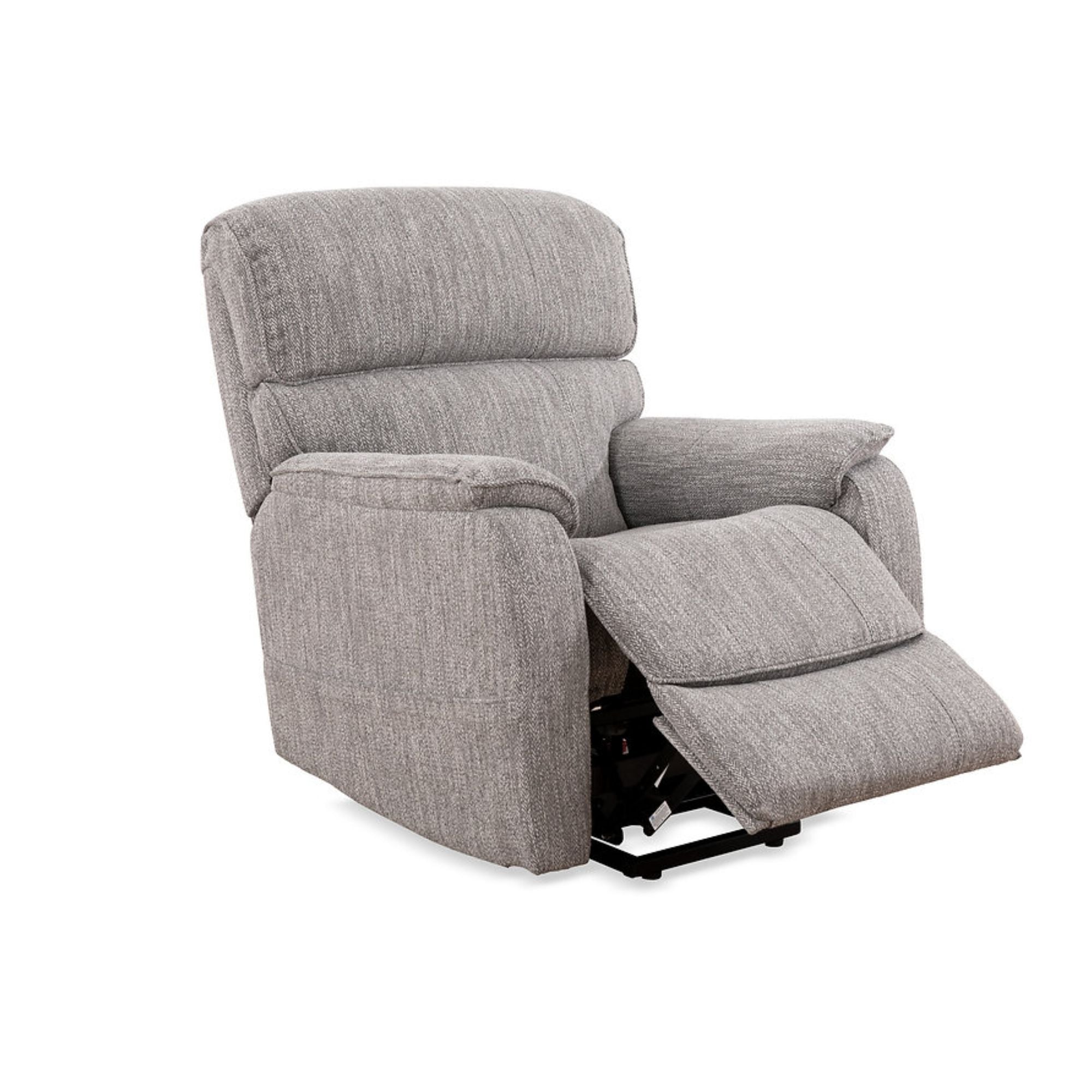 Grey IFF Belmont lift chair with padded armrests and plush upholstery, designed for comfort and support.