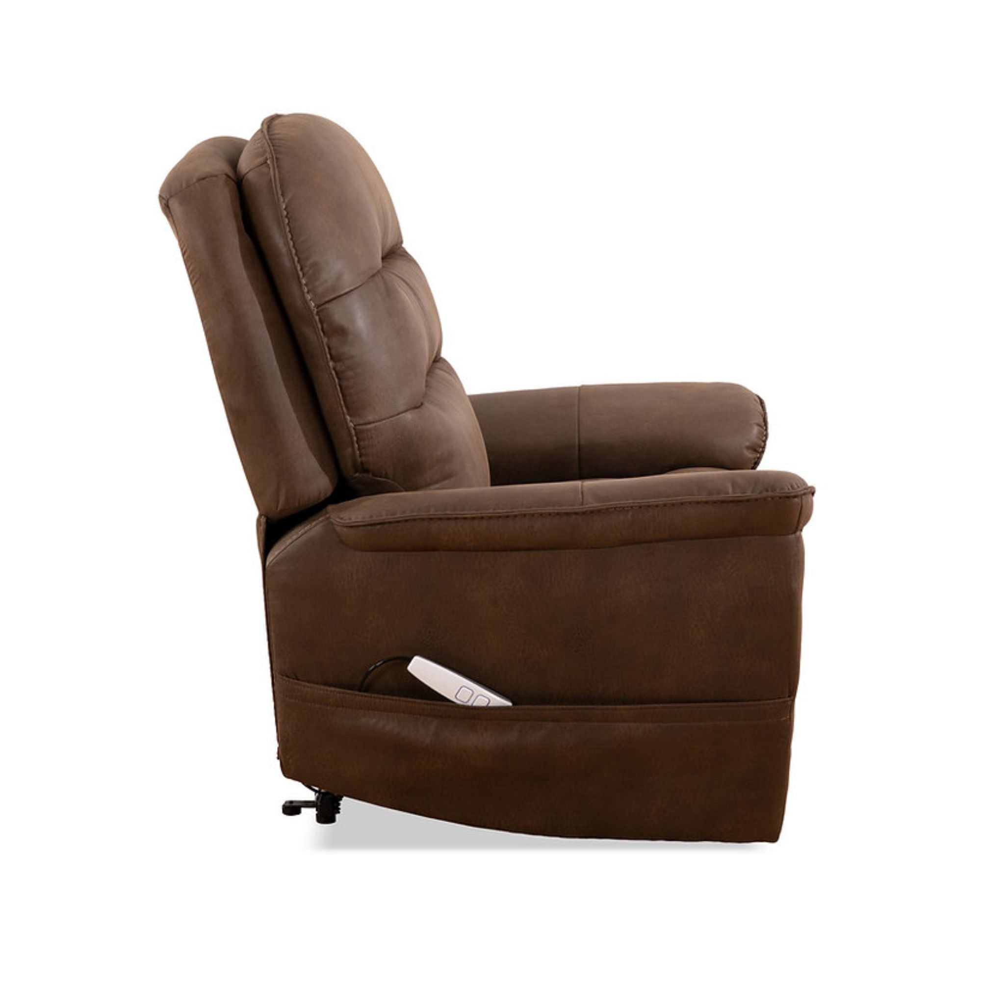 Brown Camden lift chair by IFF featuring plush upholstery and cushioned armrests for comfortable seating.