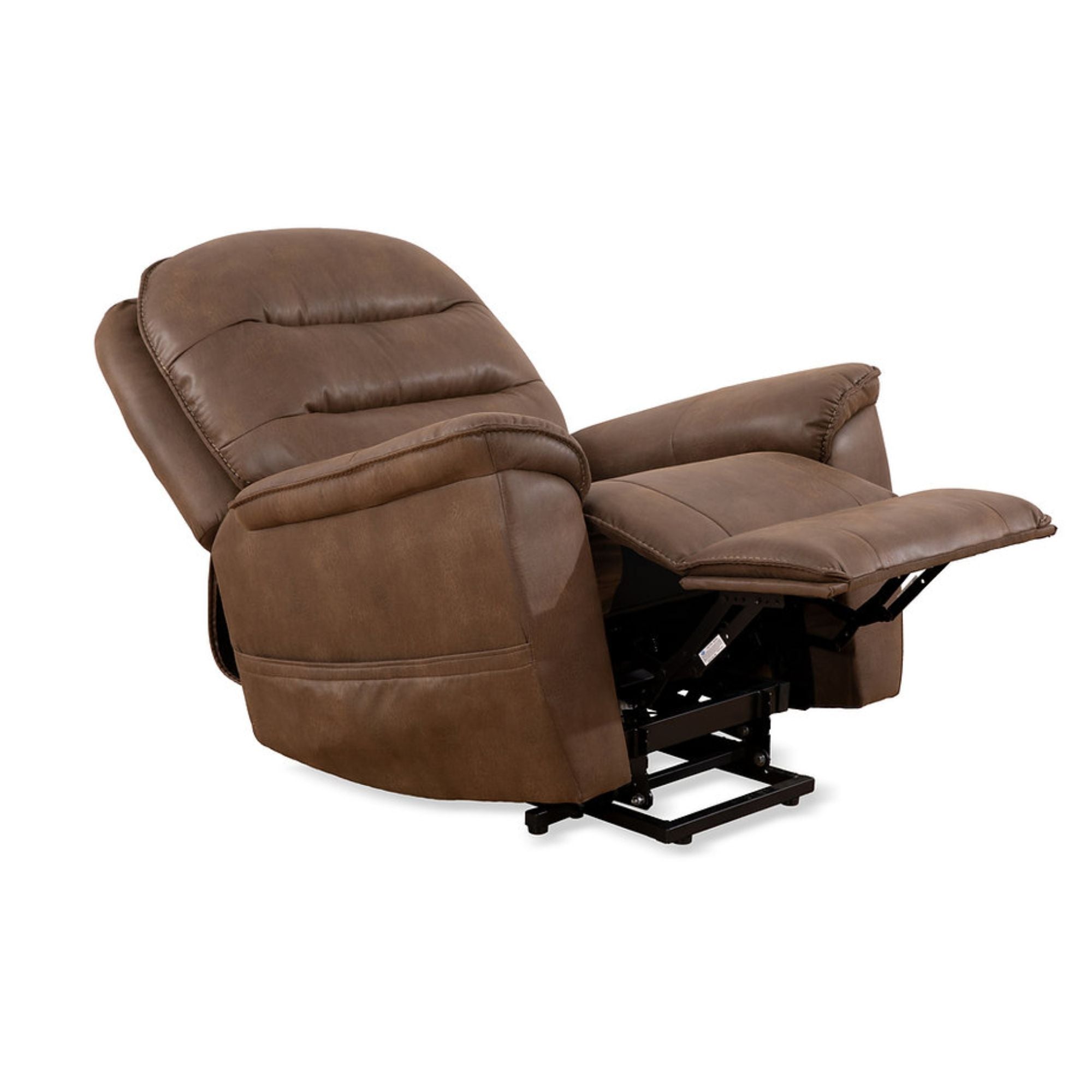 Brown Camden Lift Chair by IFF showing plush upholstered seating with a supportive backrest and armrests.
