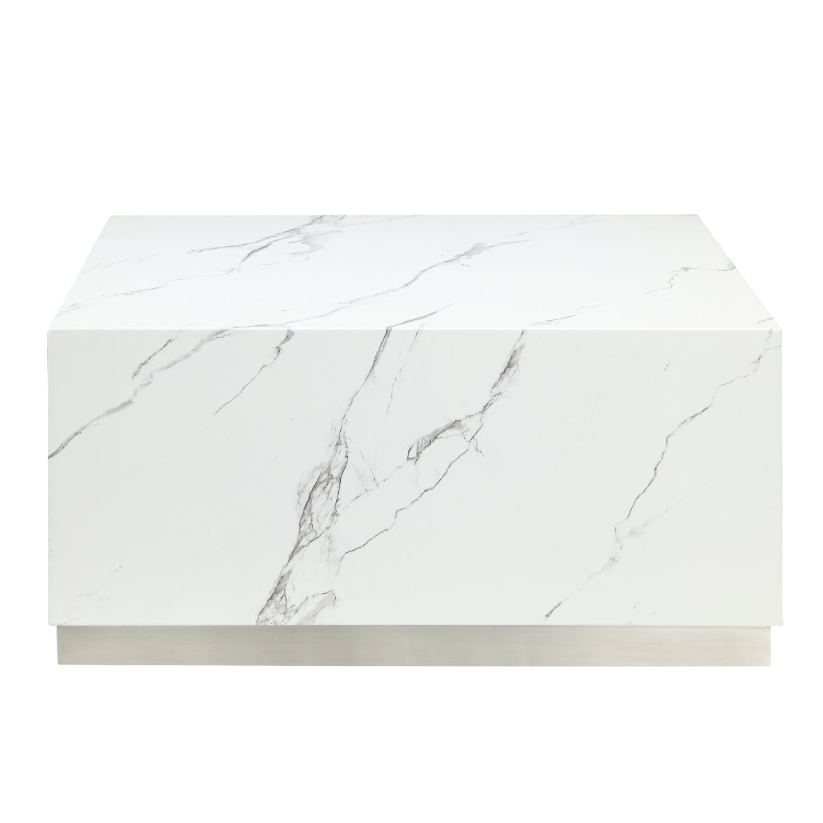 MAZ Astraia large square coffee table with sleek wooden top and modern design, shown from the front against a plain background