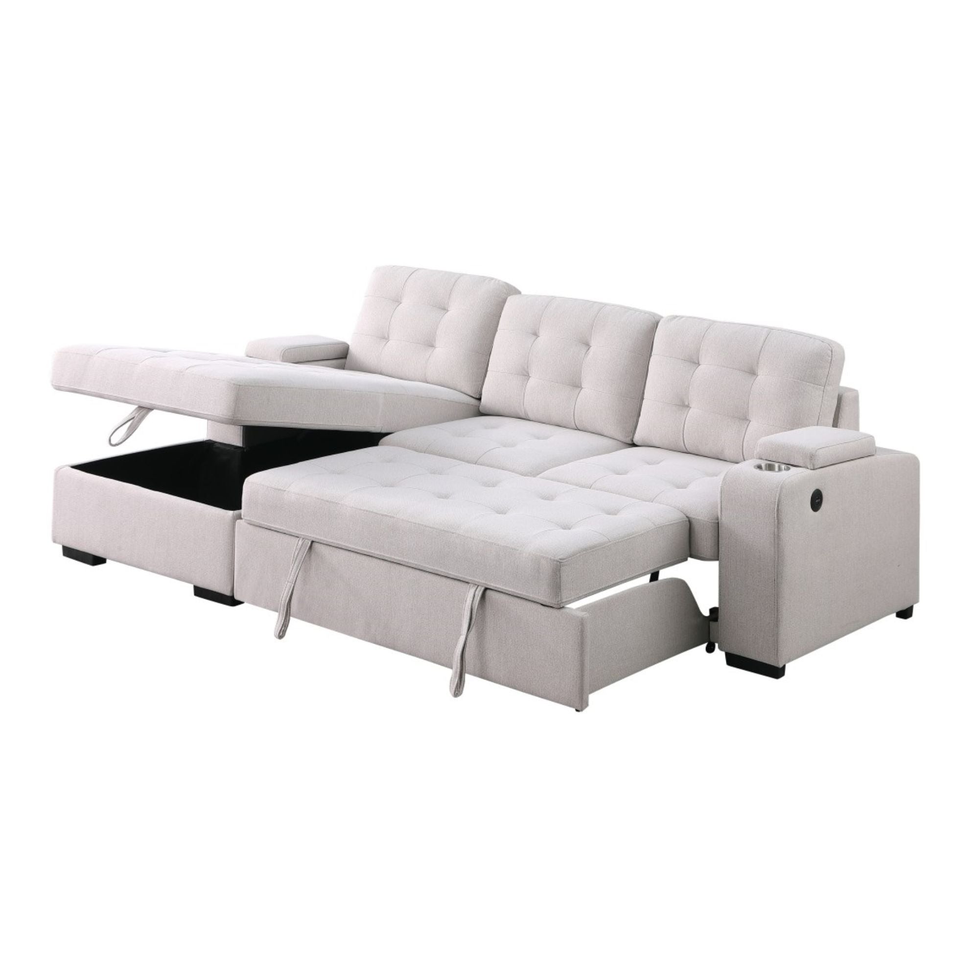 Lennox Sectional Sleeper in Beige | CastleUp Experience Centre