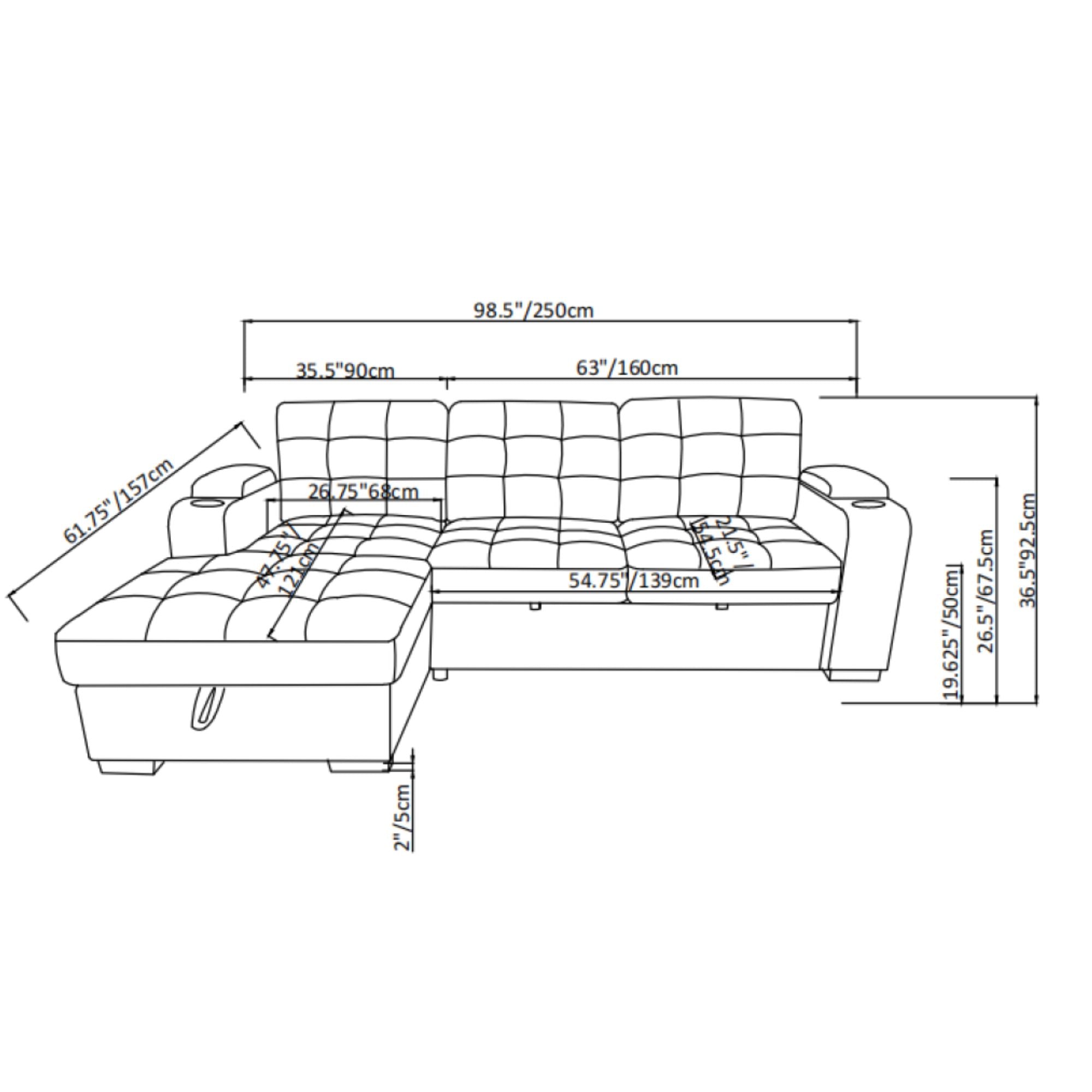 Lennox Sectional Sleeper in Beige | CastleUp Experience Centre