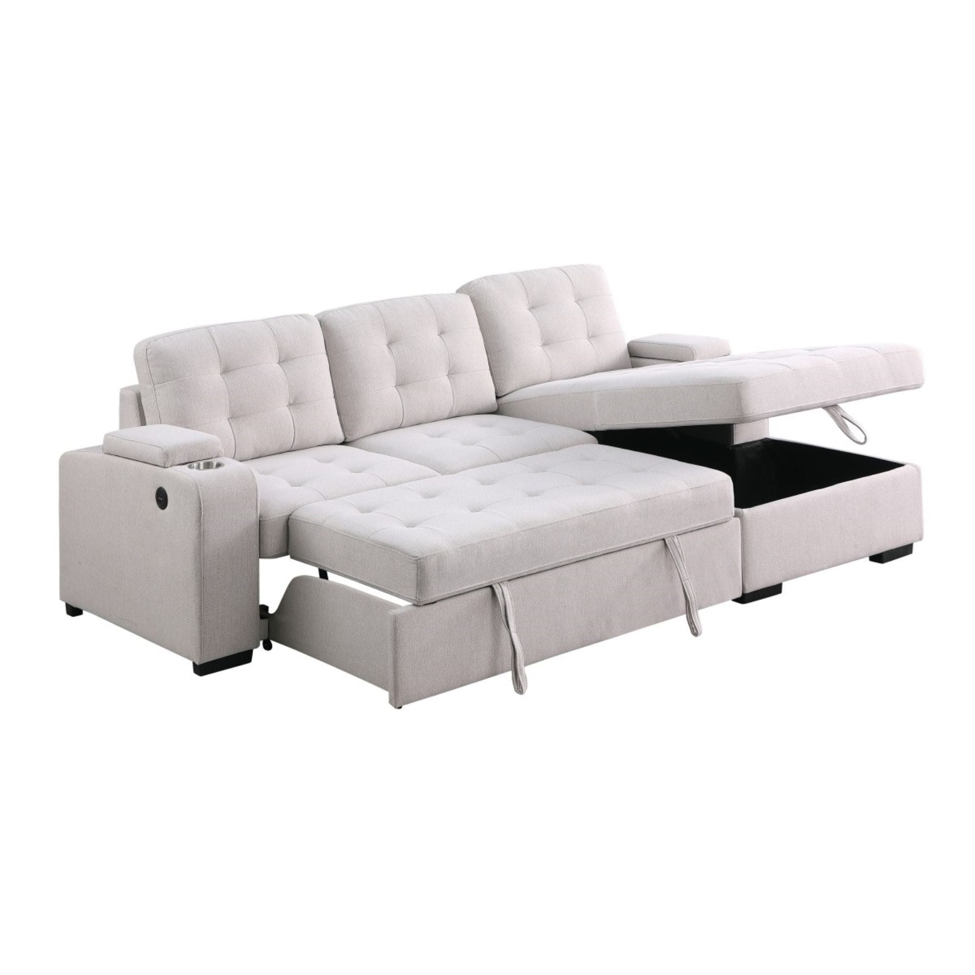 Lennox Sectional Sleeper in Beige | CastleUp Experience Centre