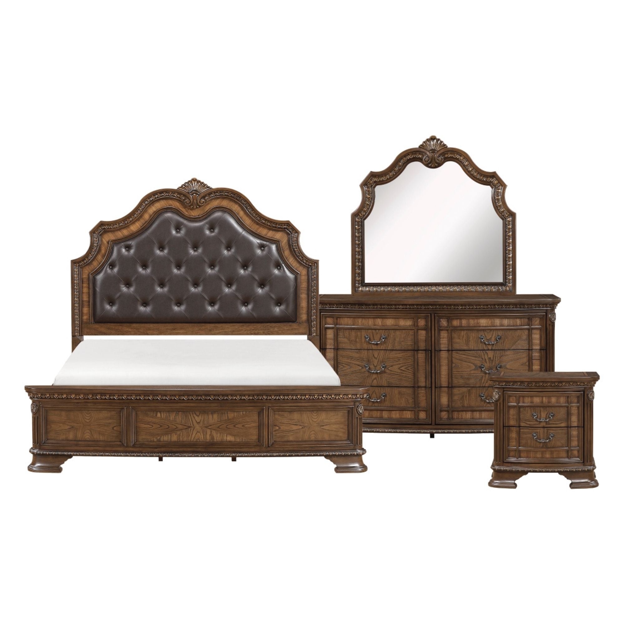 Six-piece Bridgepoint Bedroom Set by MAZ includes a bed, nightstands, dresser, and wardrobe with modern design.