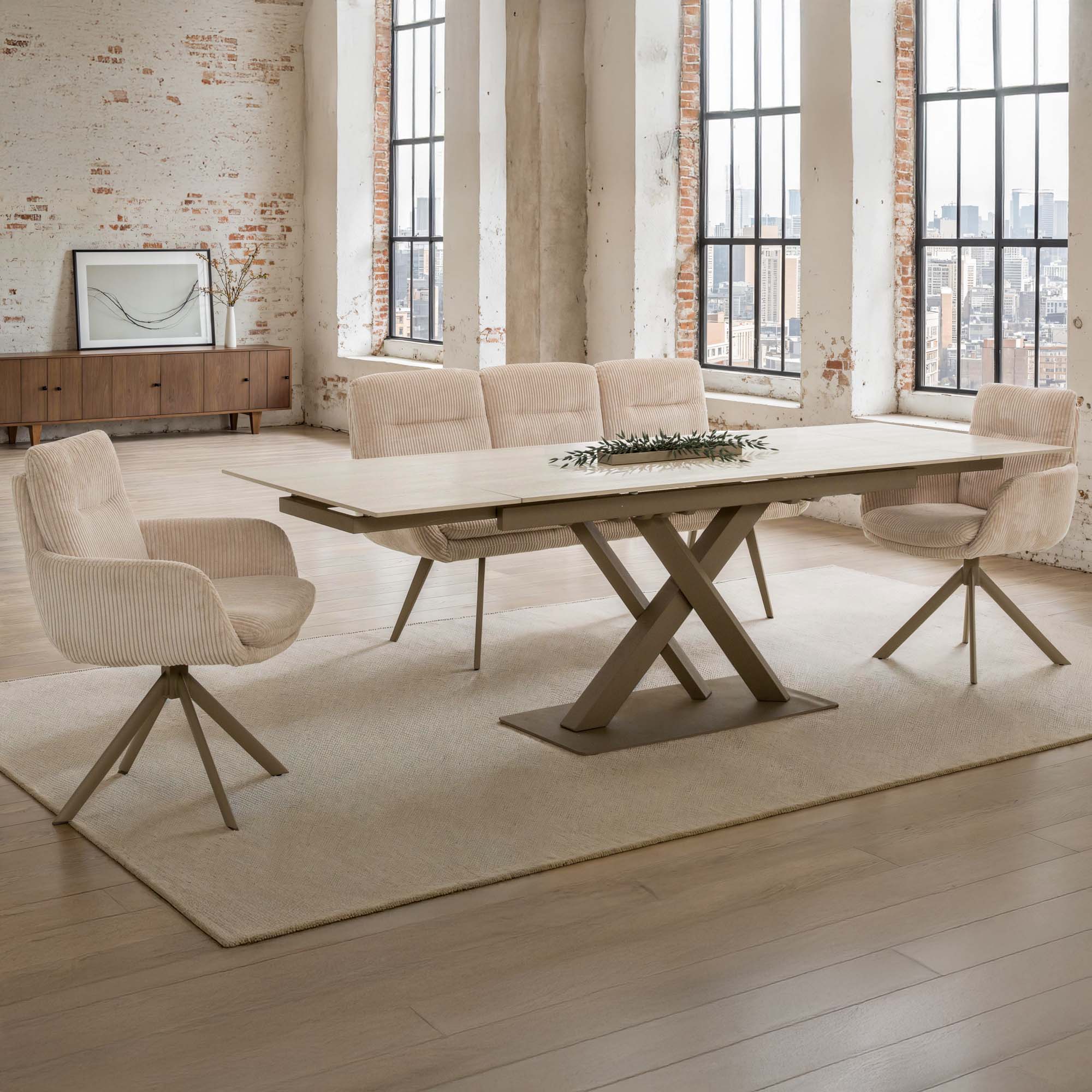 Baroque Travertine Extendable Dining Table