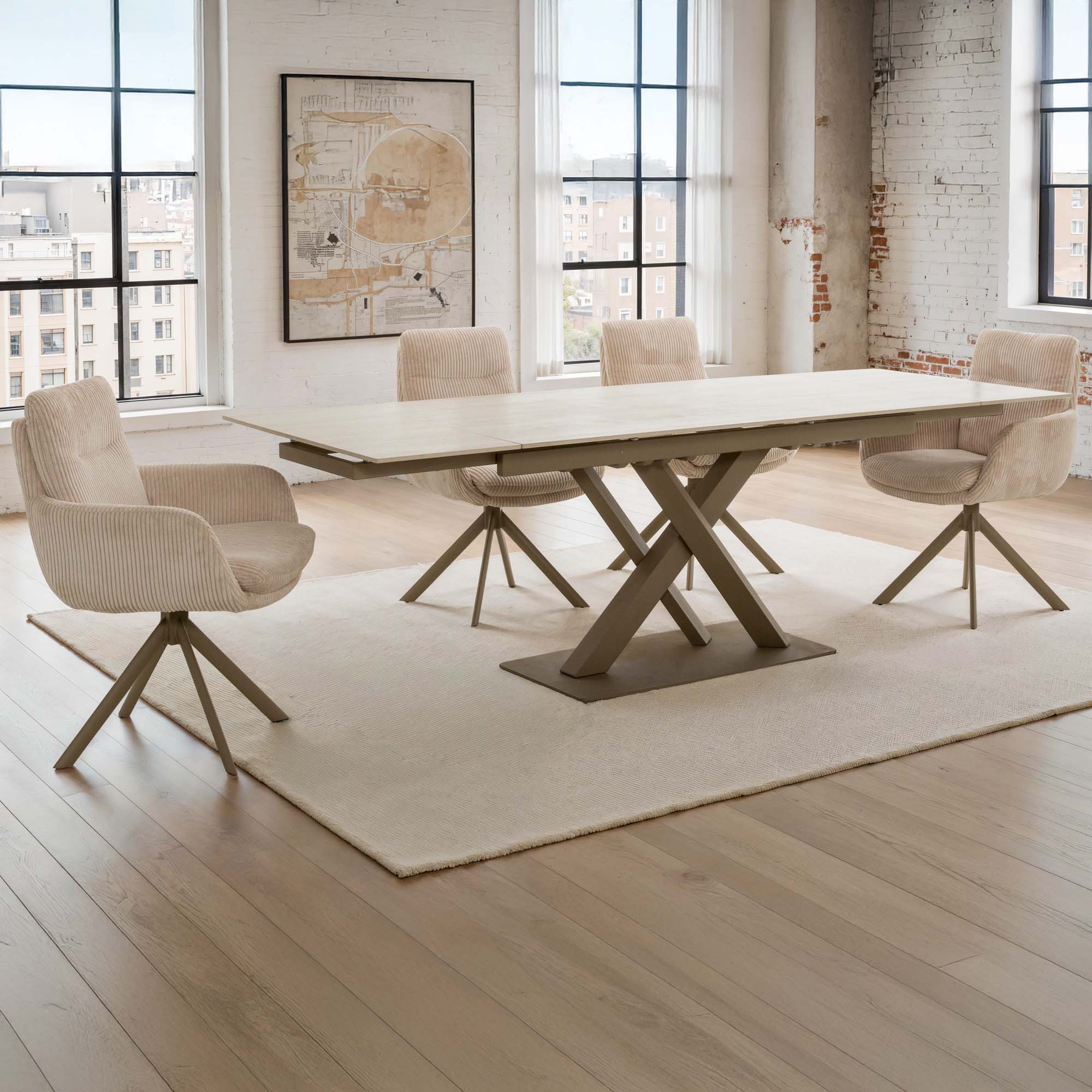 Baroque Travertine Extendable Dining Table