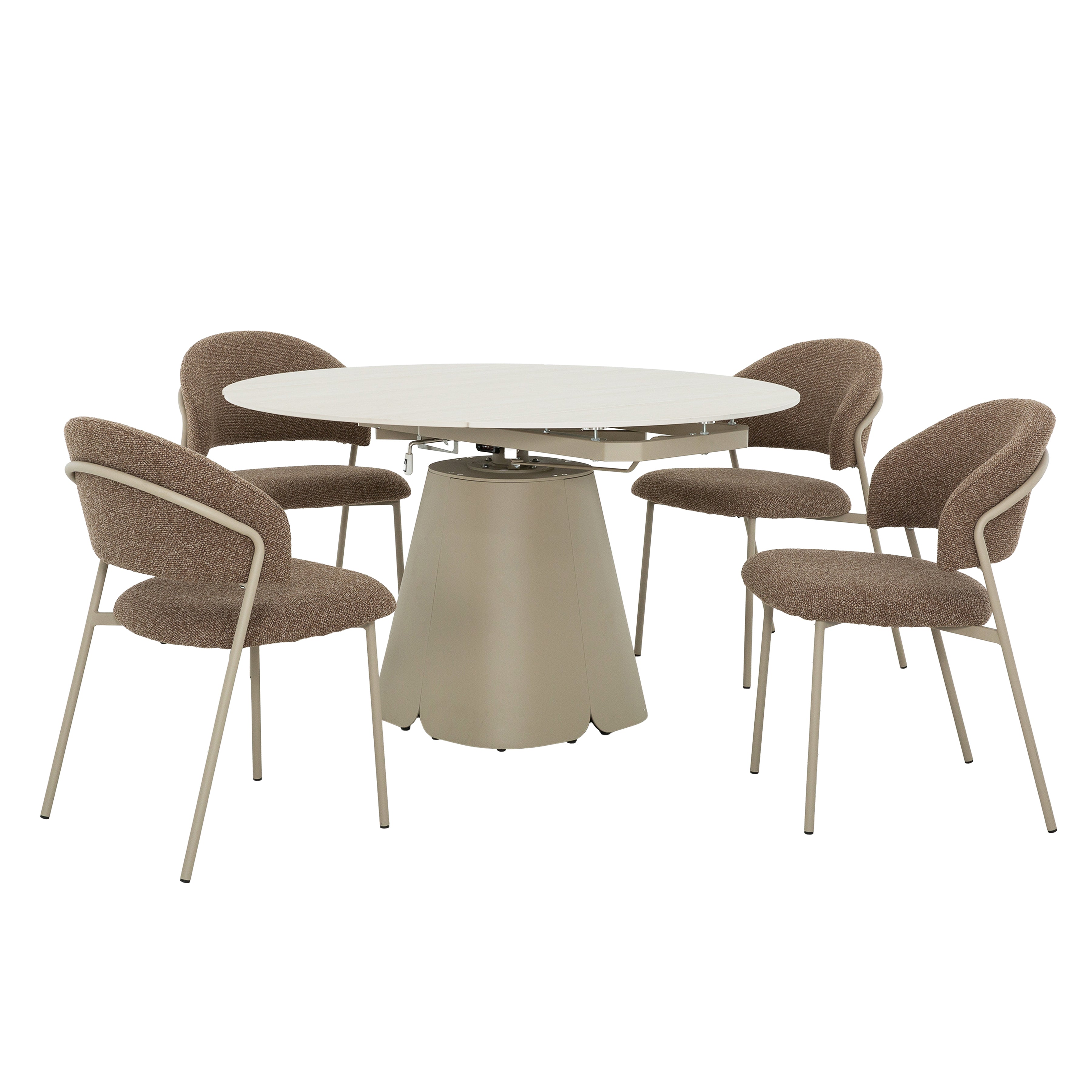 Elara 5-Piece Extendable Dining Set with Marble-Look Table