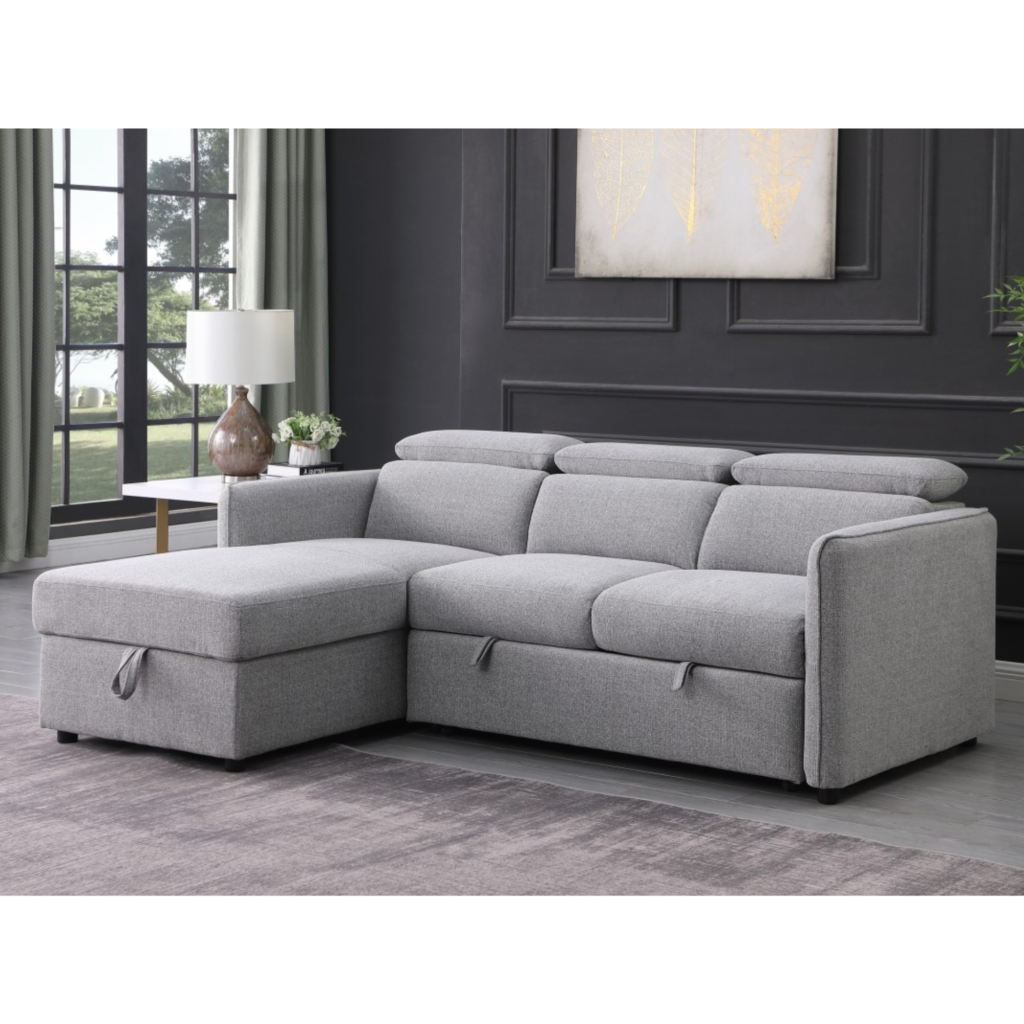 LHF Secional Sleeper in Grey 7154A.