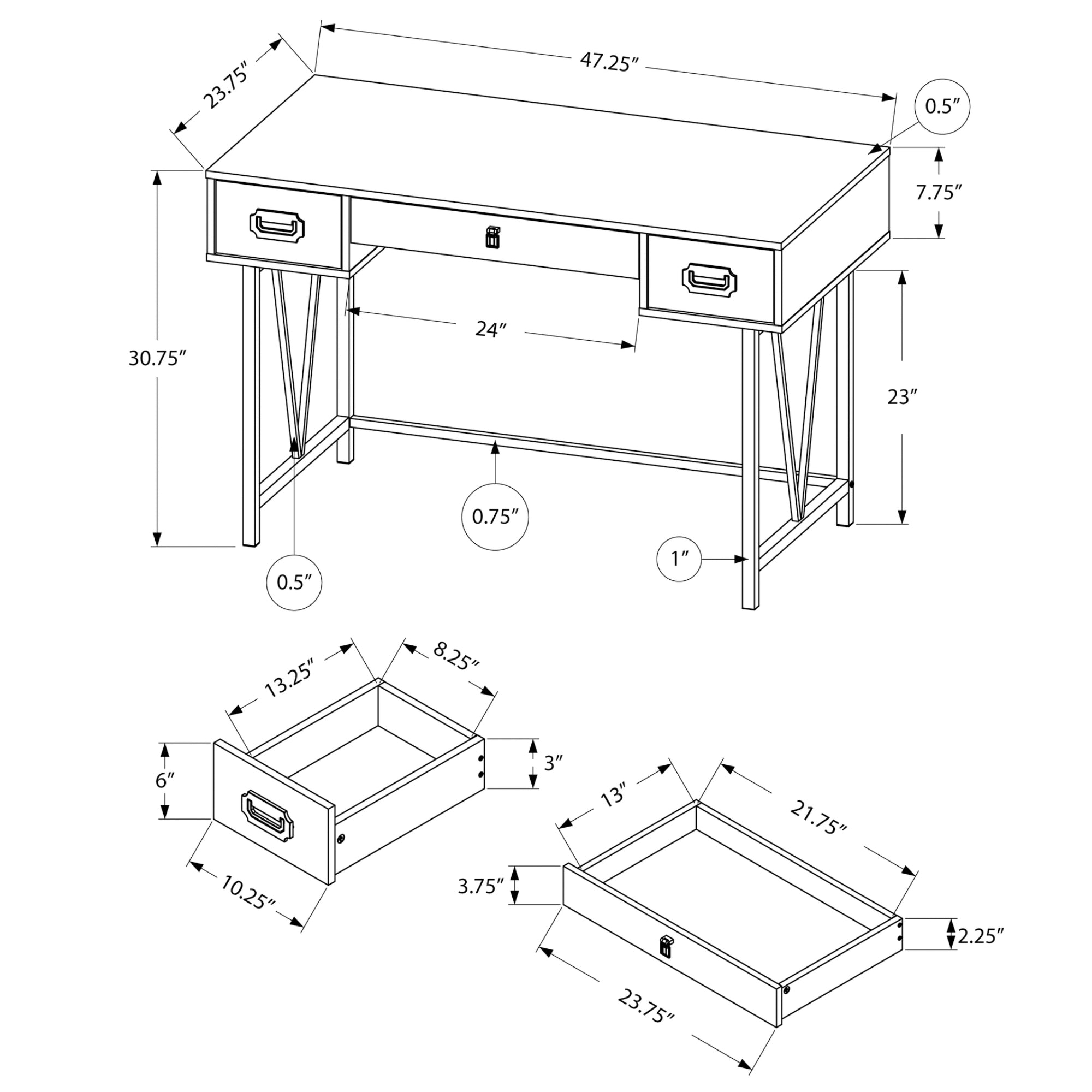 Grey Virella 48-inch Monarch Specialties office computer desk with a sleek, modern design and spacious workspace.