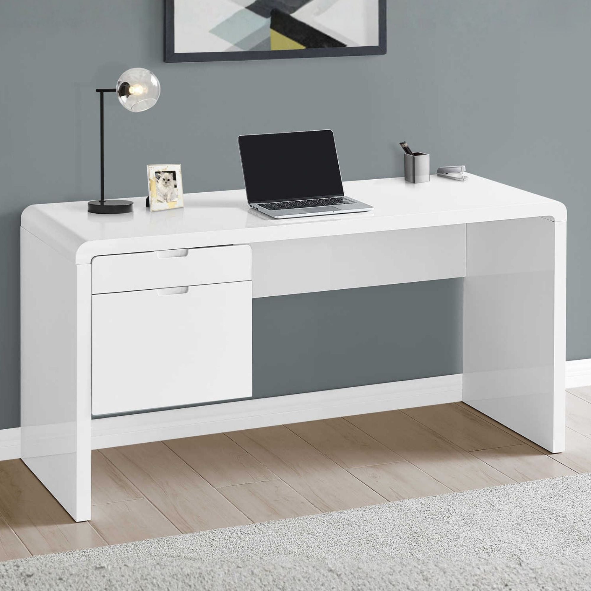 White Zenith 60-inch office computer desk by Monarch Specialties with a sleek modern design and spacious work surface.