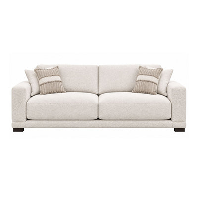 Canadian-made Talia sofa set in light brown by Sofa by Fancy, featuring plush cushions and modern design.