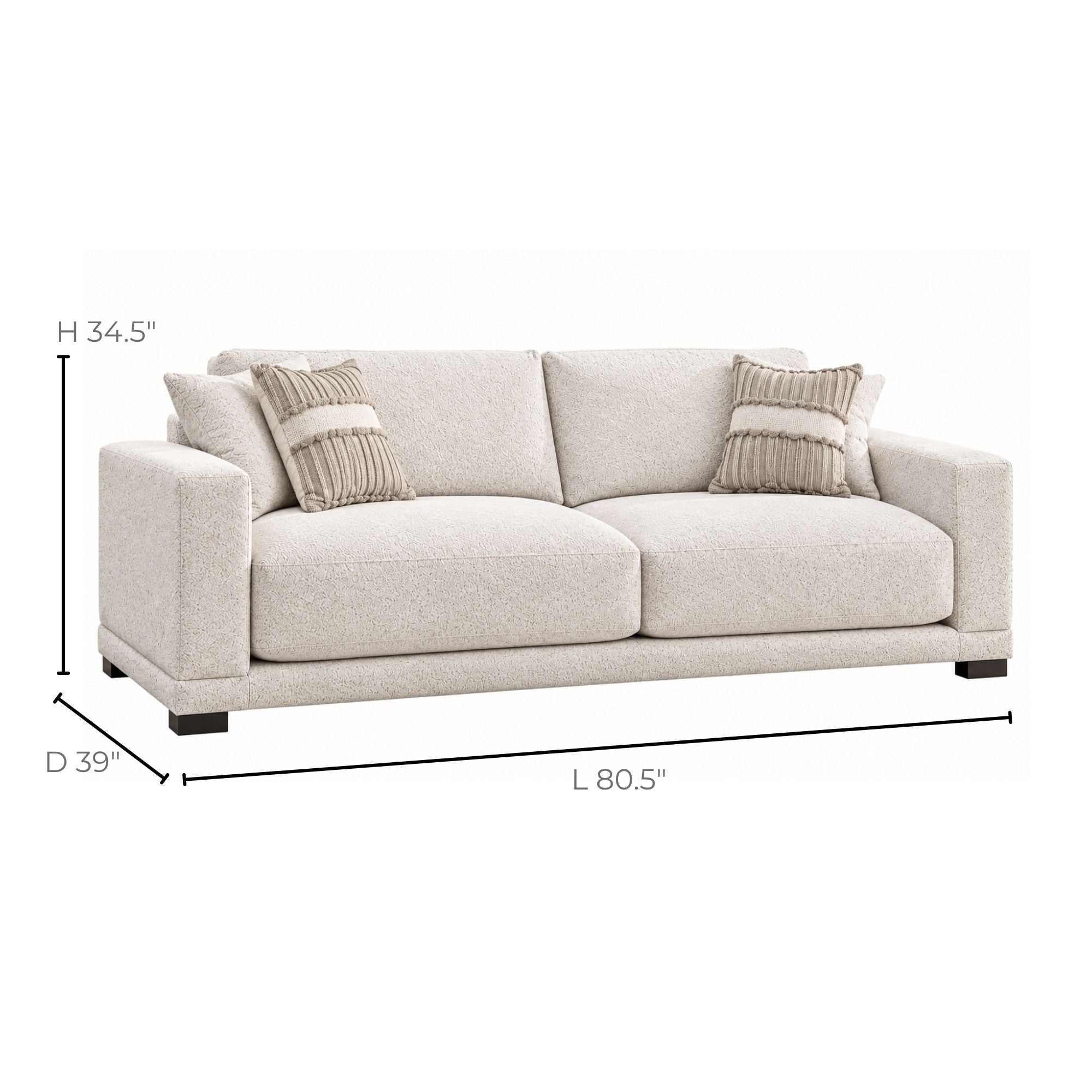 Canadian-made Talia sofa set in light brown with plush cushions, by Sofa by Fancy, displayed in a modern living room setting.