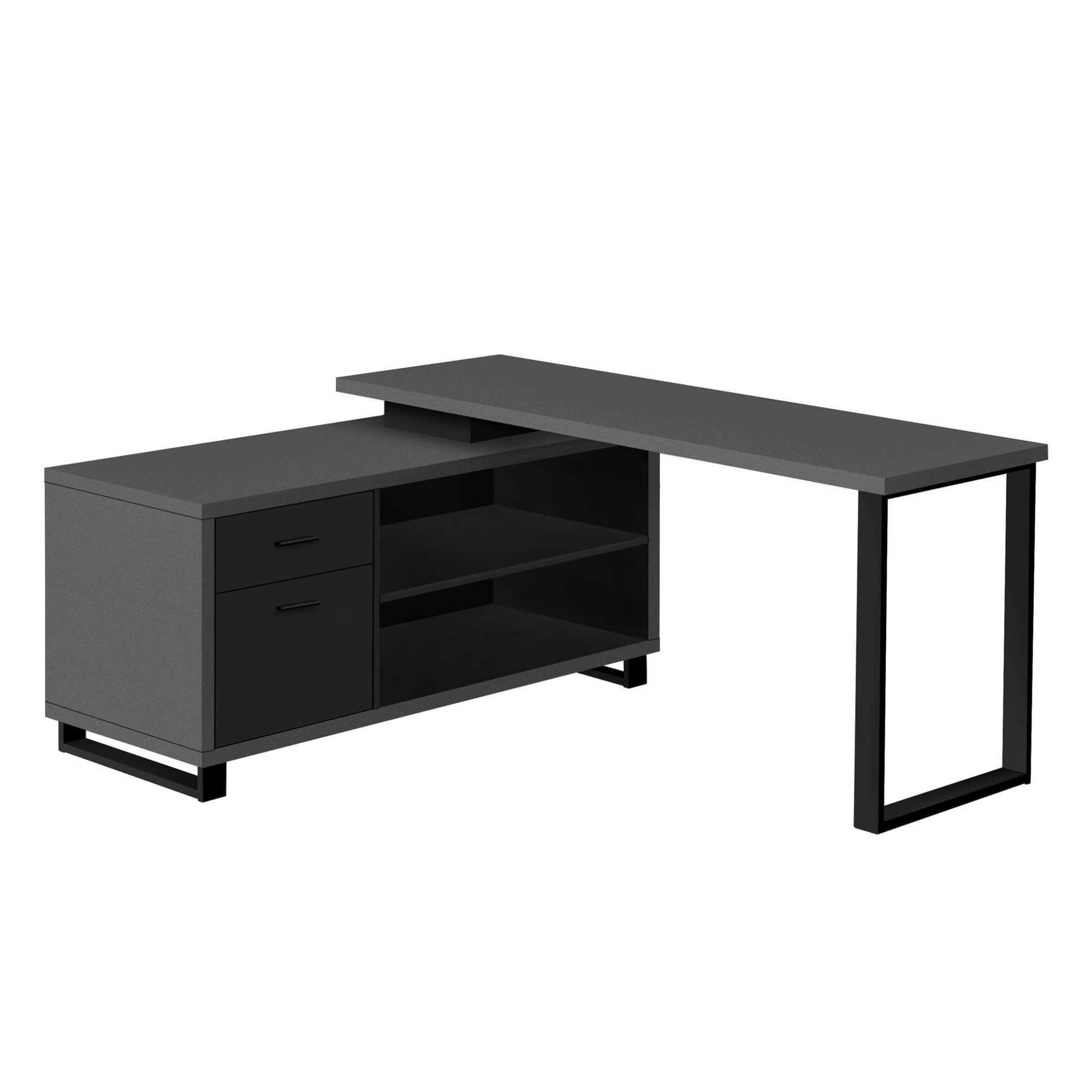 Dark grey and black Nexora 72-inch office computer desk by Monarch Specialties with clean, modern design and spacious surface.