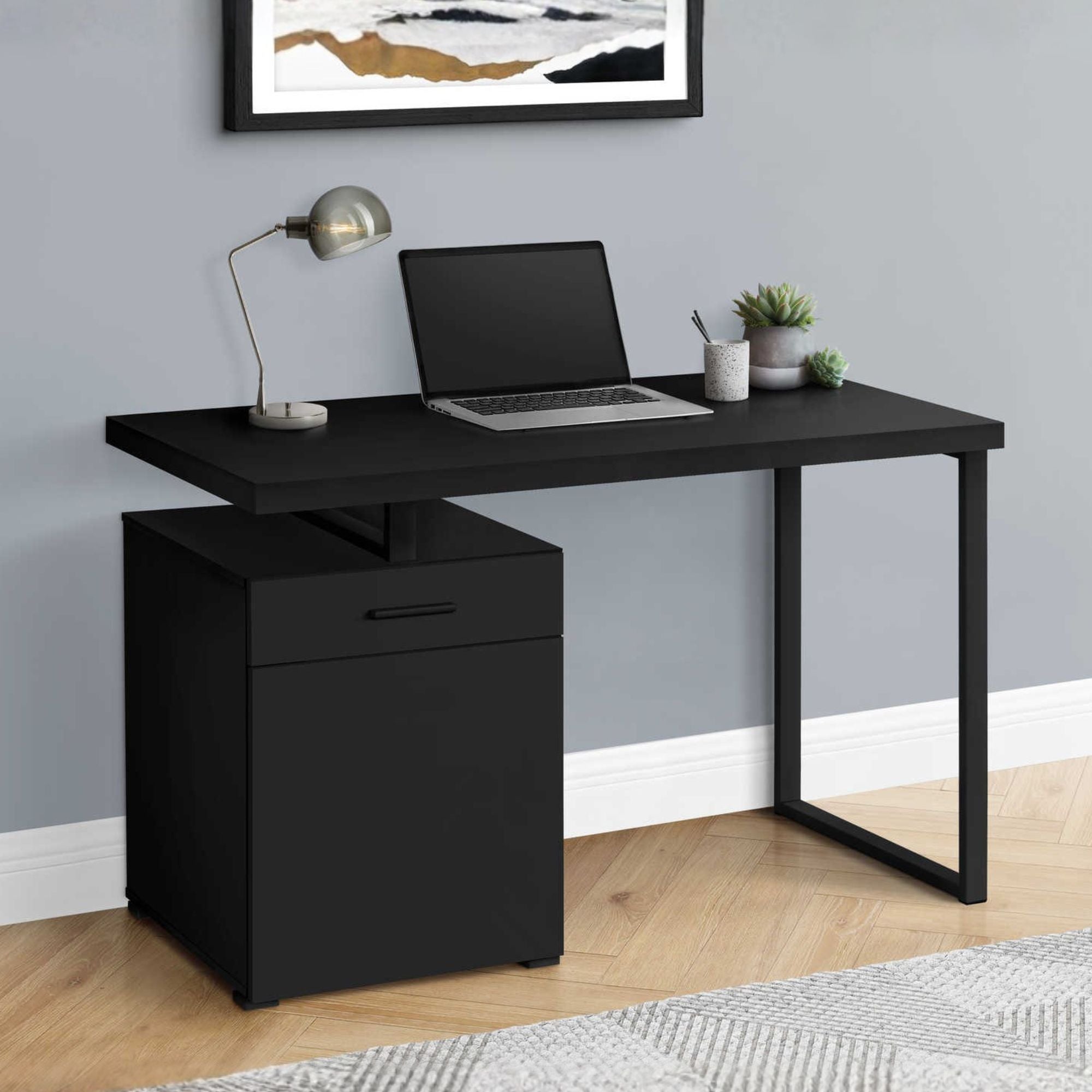 Black Monarch Specialties Nexor 48 inch office desk with a sleek, modern design and spacious work surface.