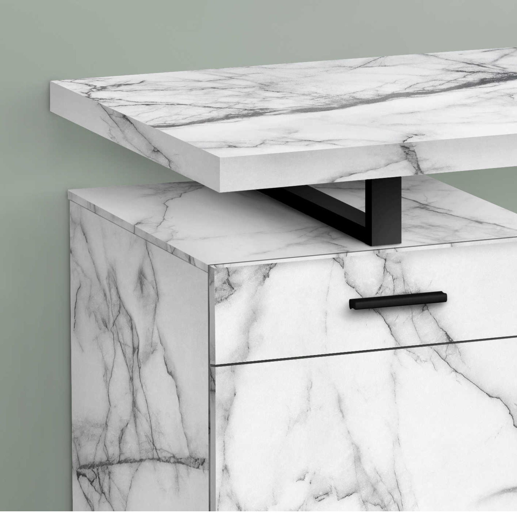 Monarch Specialties Nexor 48-inch marble office computer desk with sleek design and spacious workspace.