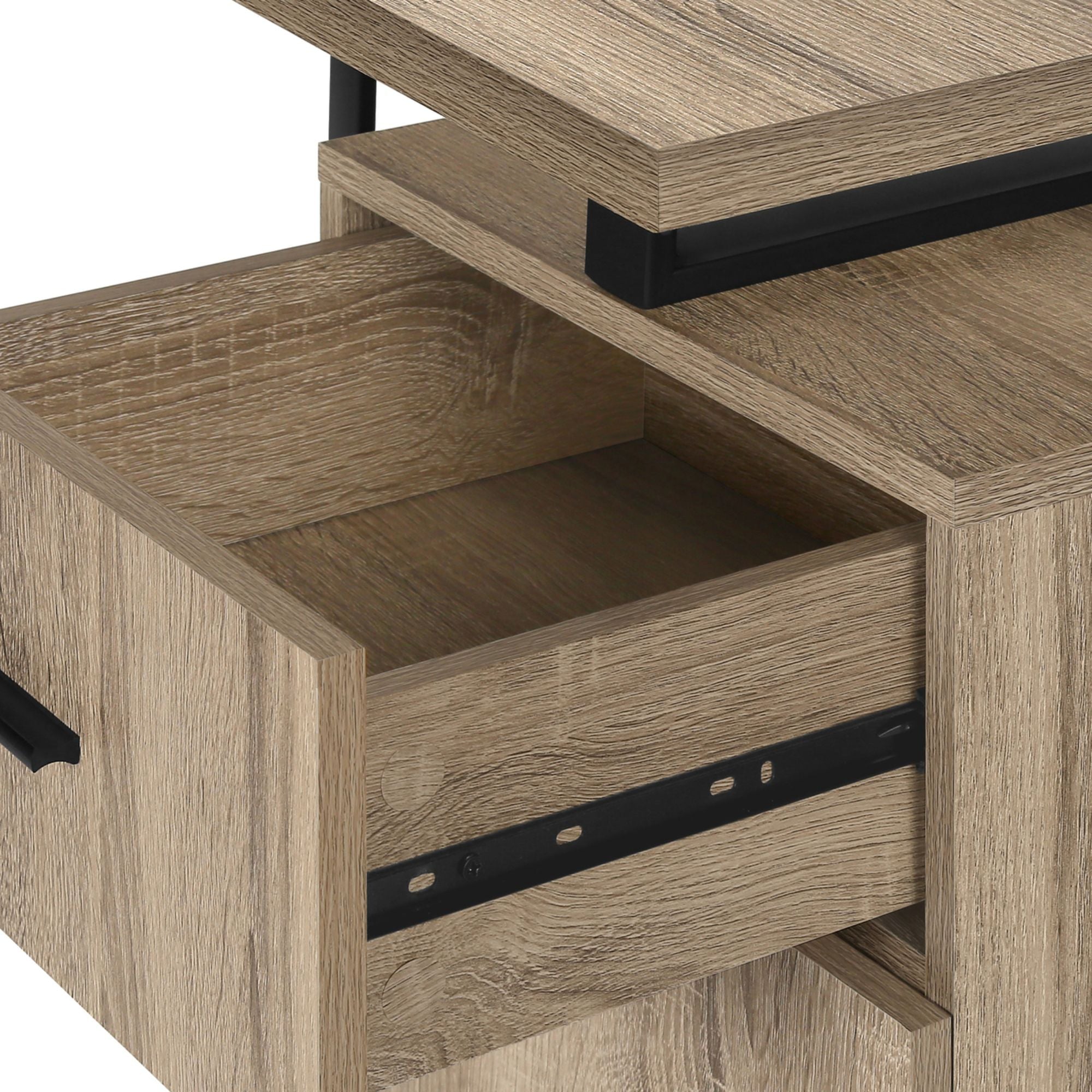 Nexor 48-inch taupe office desk by Monarch Specialties, featuring a sleek computer workspace with clean lines and modern design.