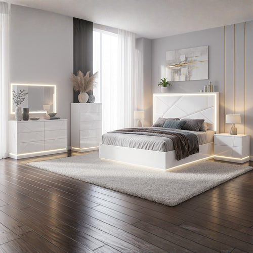 Tresoria Modern Lift-Up Storage Bedroom Set in White | CastleUp Experience Centre