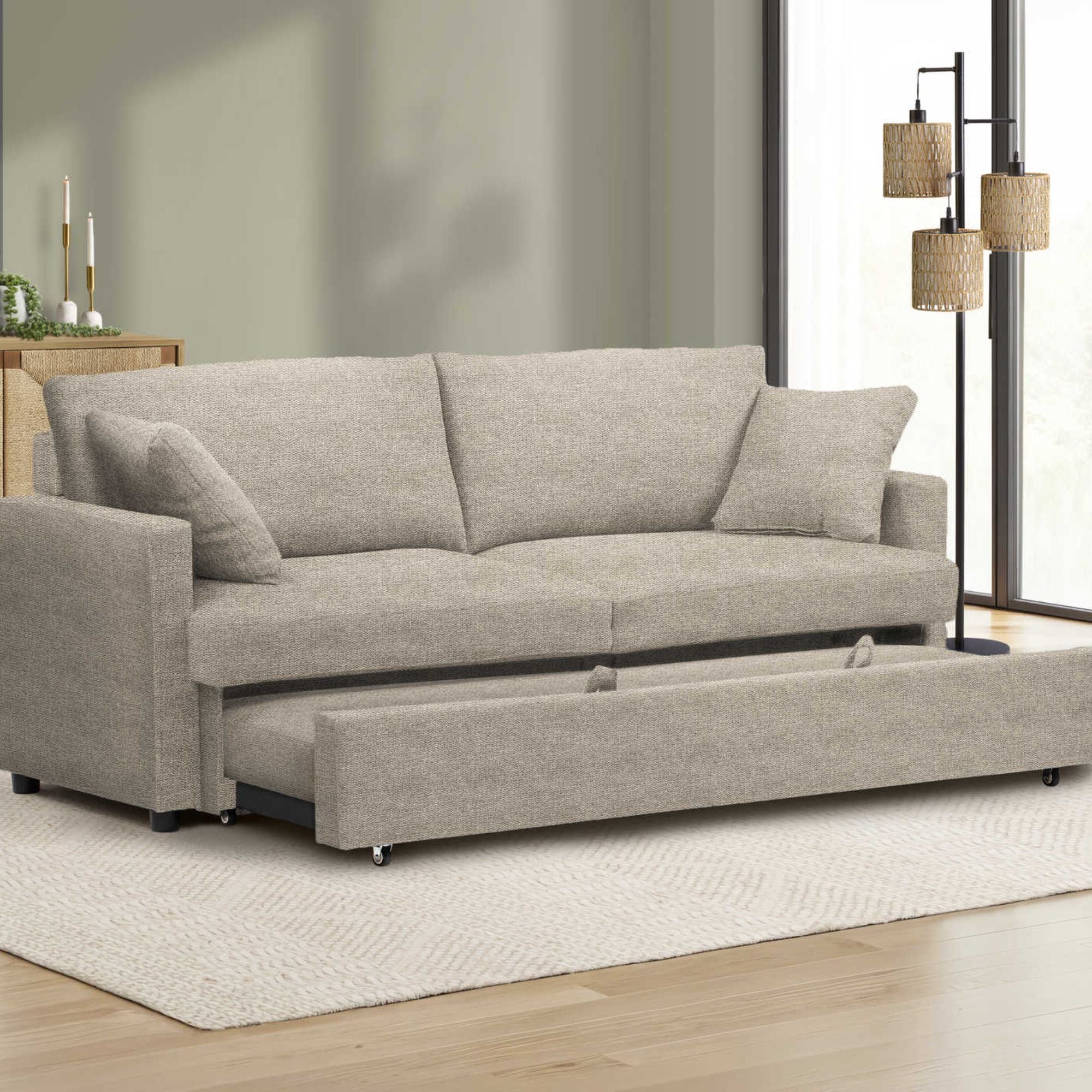 Sofa Sleeper Convertible Bed in Light Beige | CastleUp Experience Centre Online Furniture